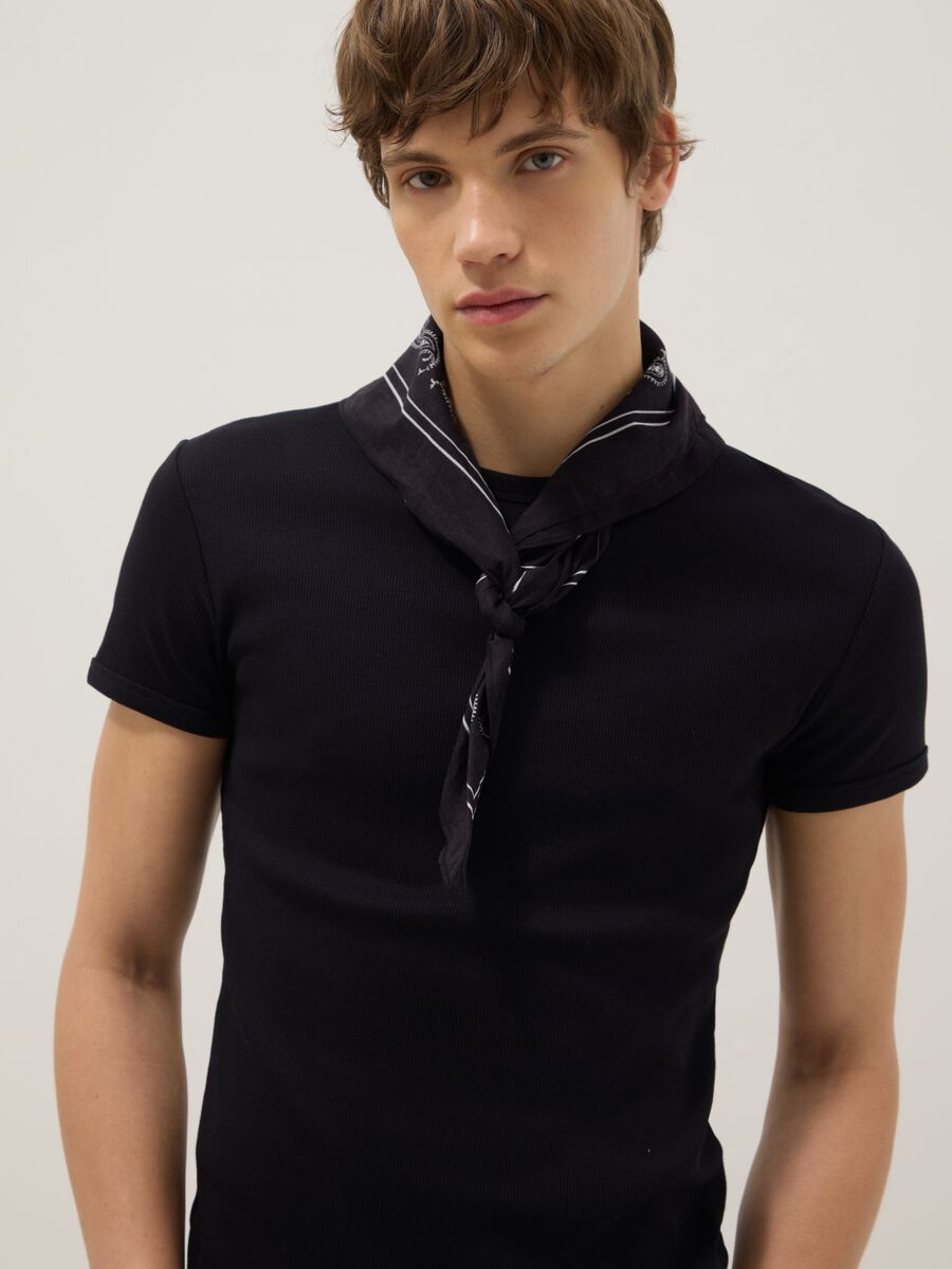 Slim fit black stretch cotton t-shirt_0