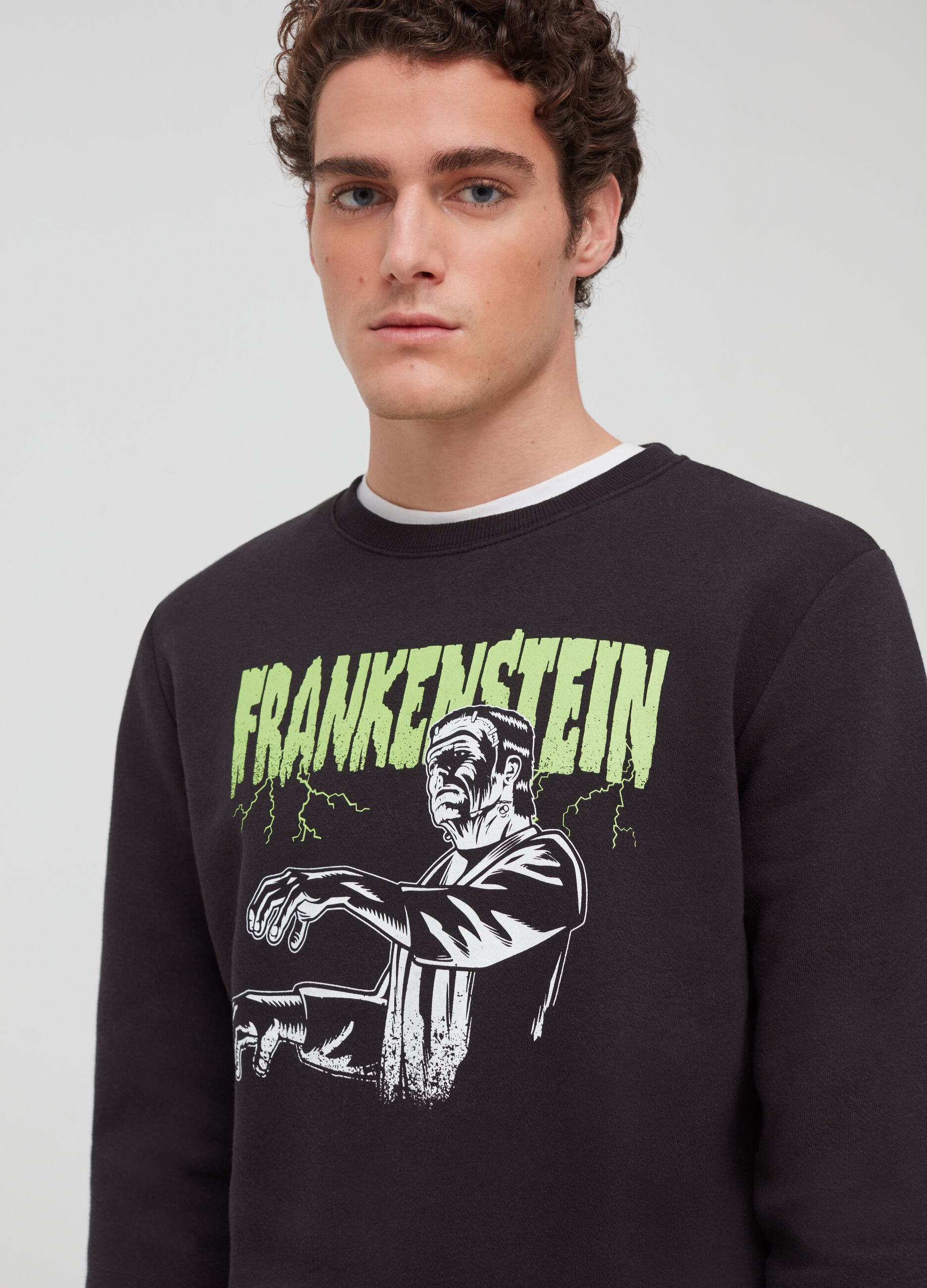 Felpa girocollo stampa Frankenstein