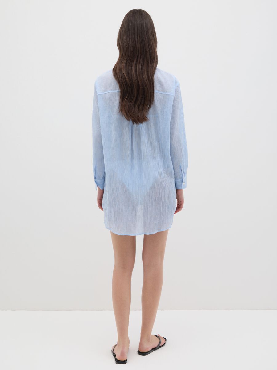 Women's Oversized Light Blue Pure Cotton Shirt_4