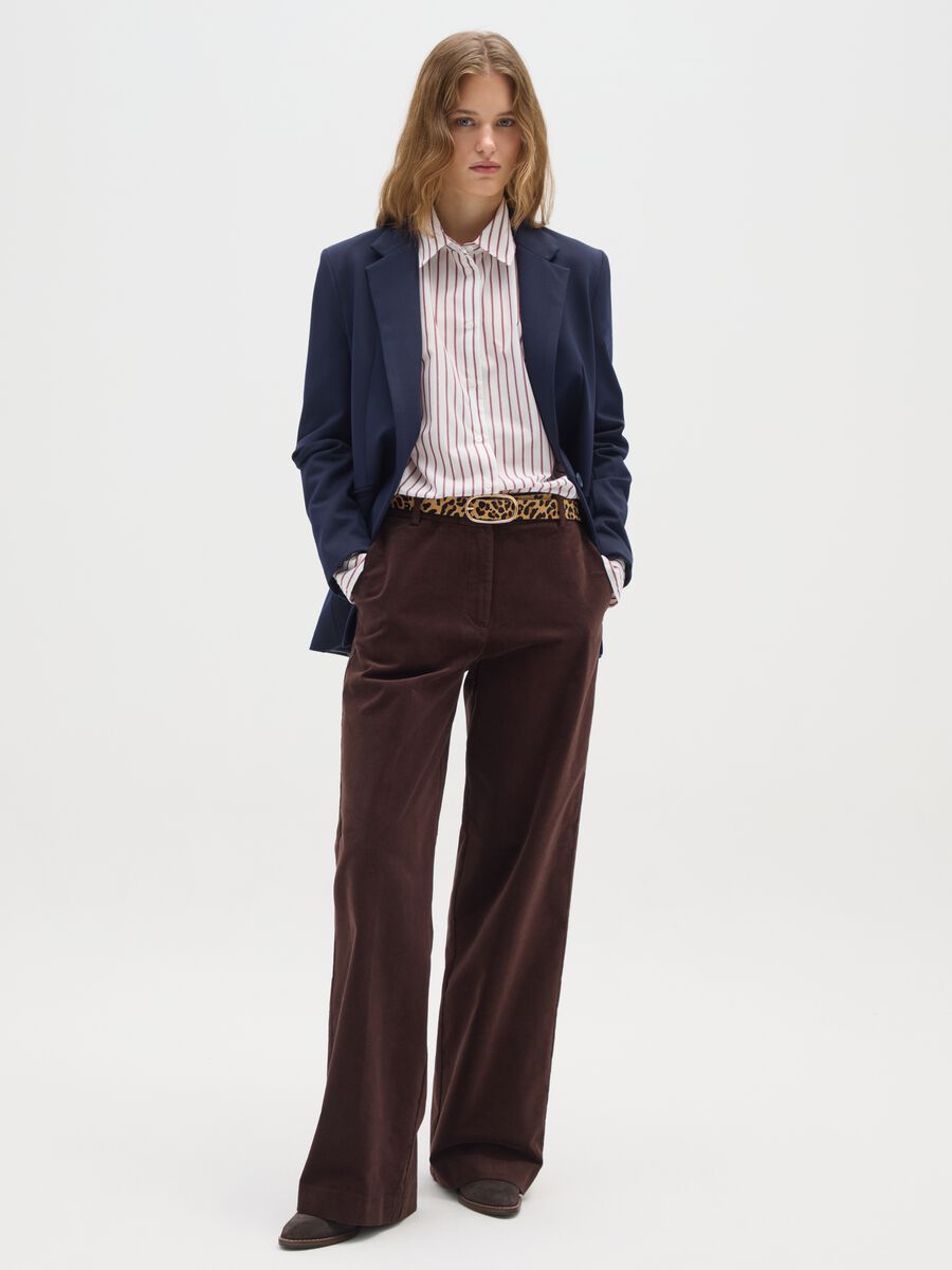 Pantaloni in cotone e velluto marroni regular fit_0