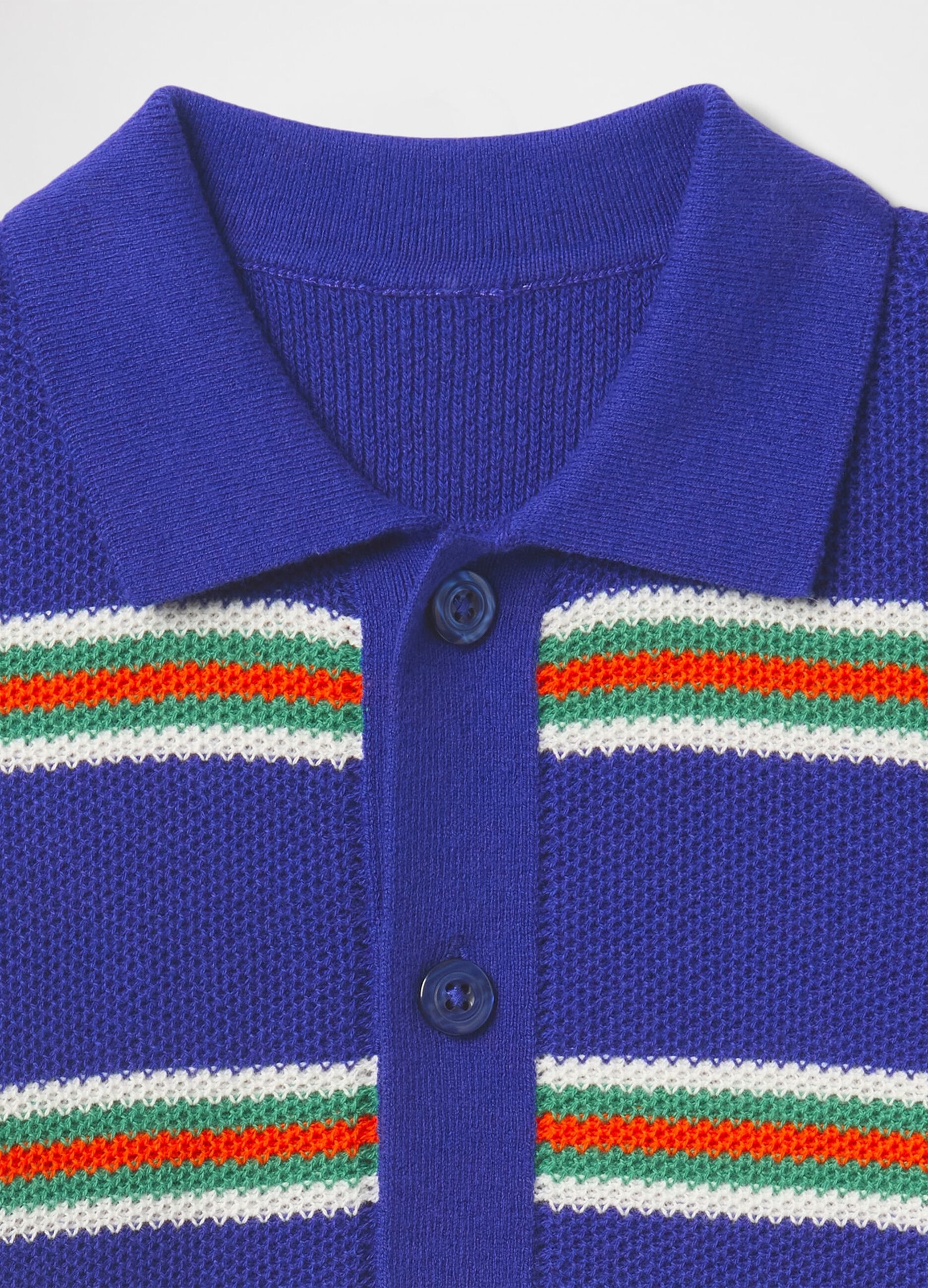 Multicolour striped polo in pure cotton
