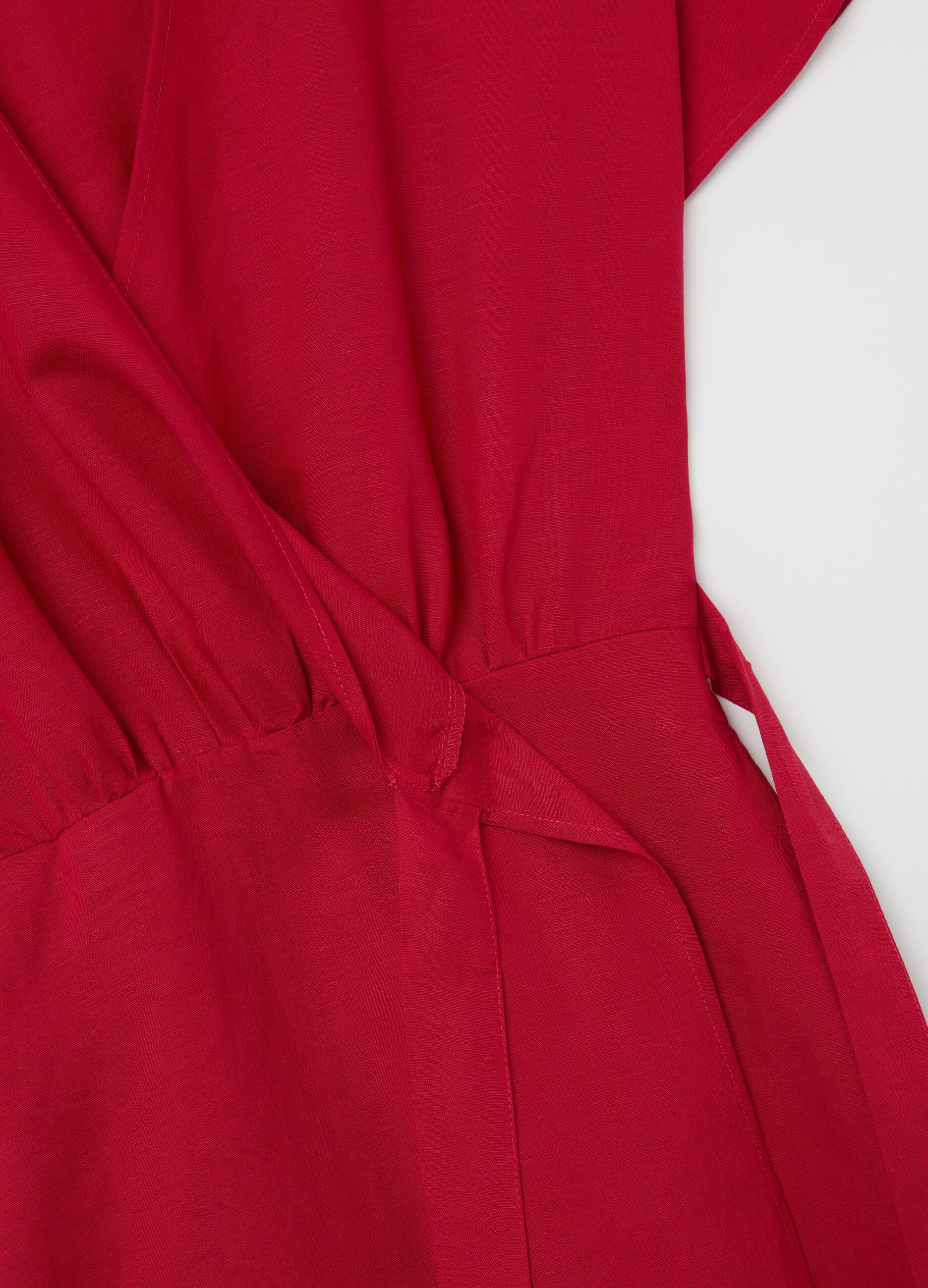 Short red wraparound dress