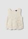 Girls&rsquo; white pure cotton tank top with floral open-knit pattern_0