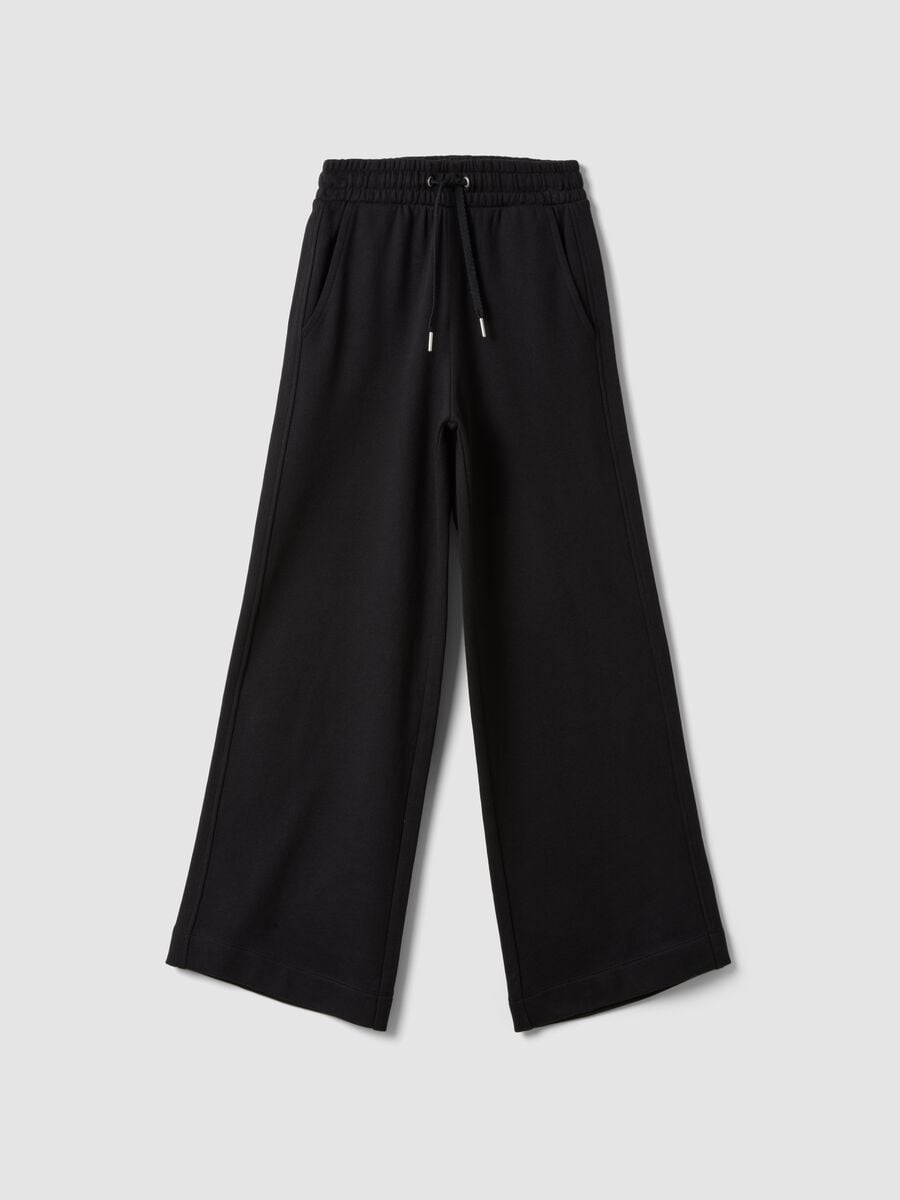 Pantaloni neri culotte in puro cotone organico per ragazza_4