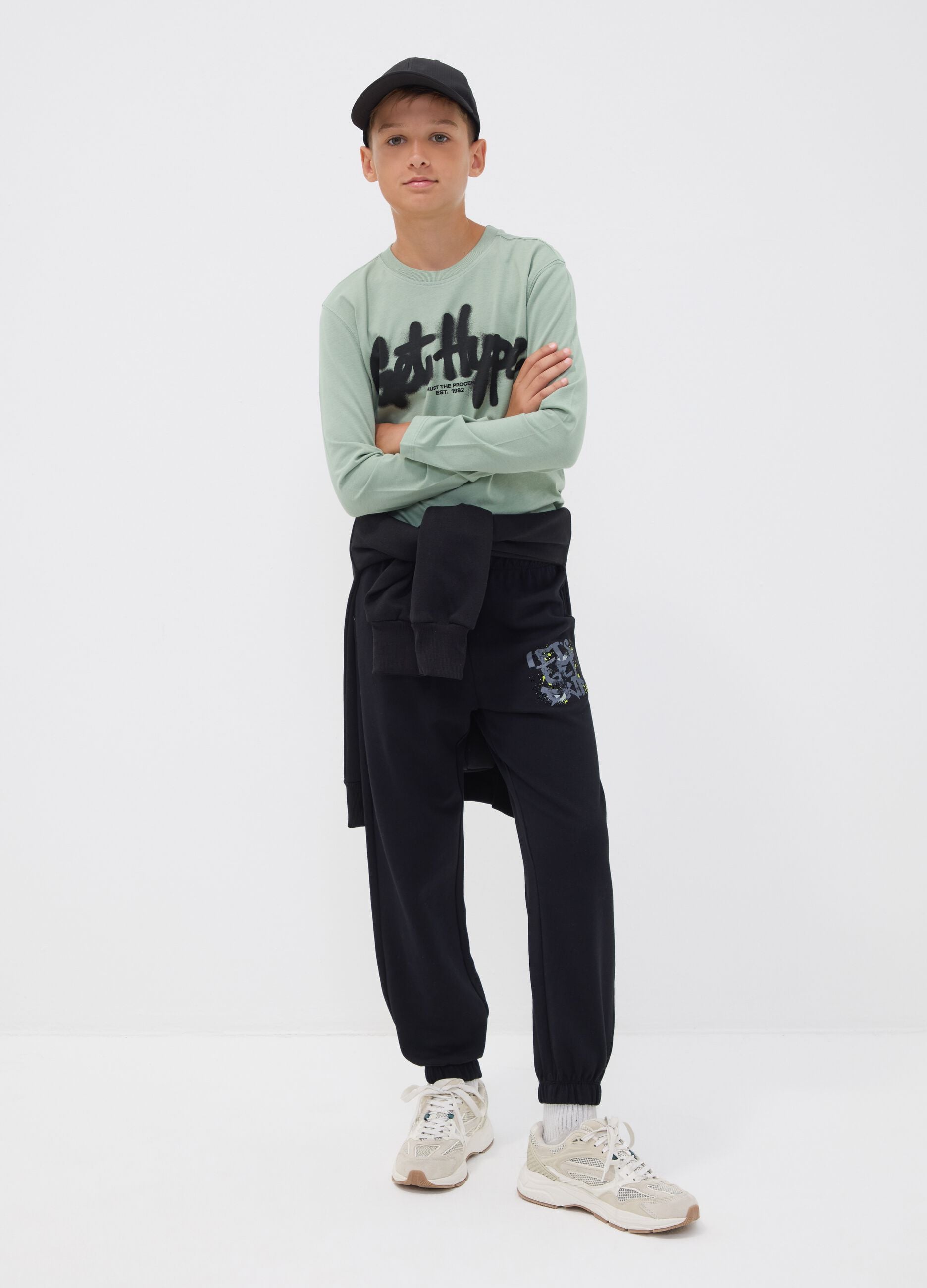 Black pure cotton joggers