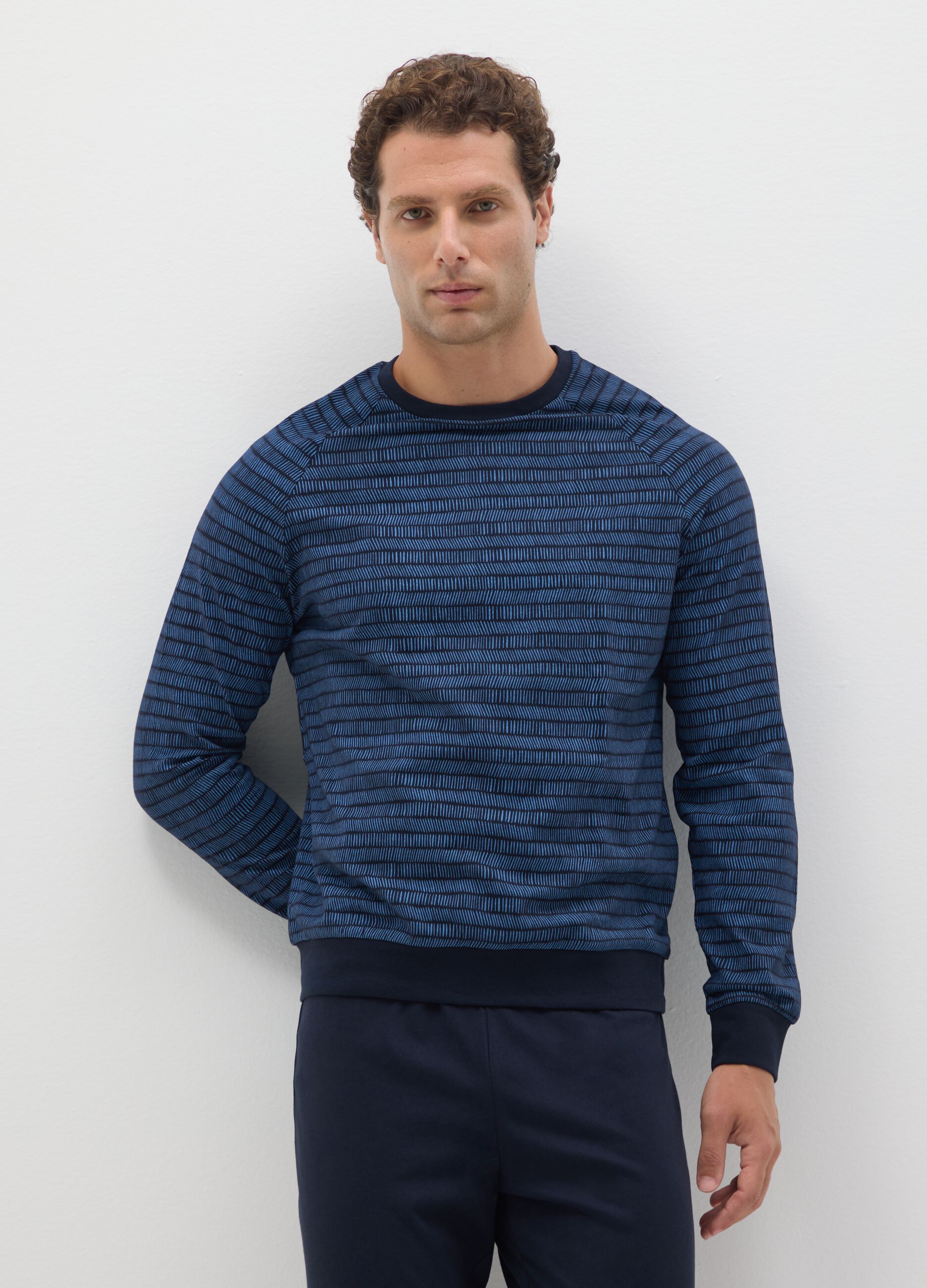 Regular Fit Blue Pure Cotton Pyjamas