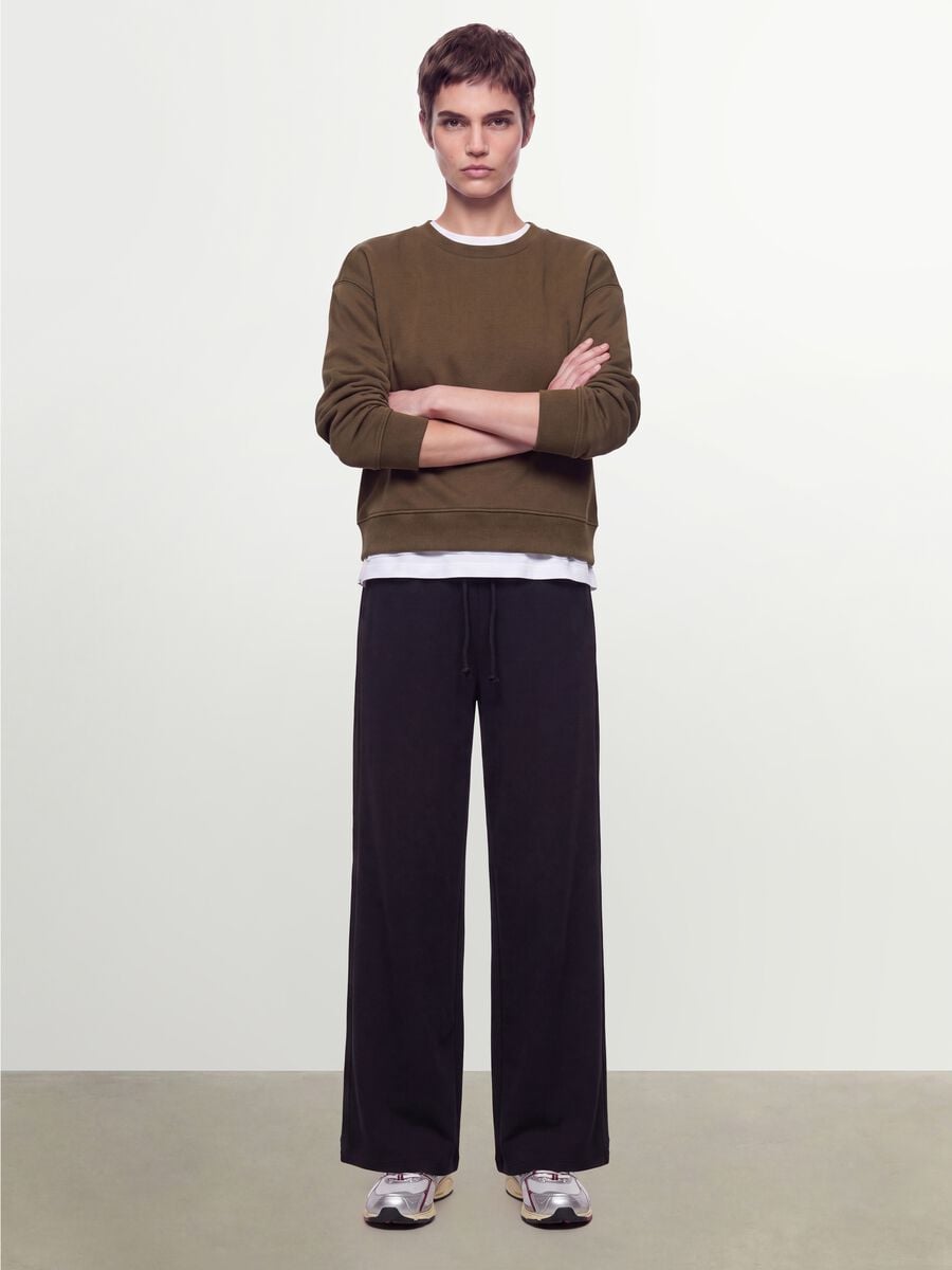 Felpa verde in misto cotone a girocollo regular fit_3