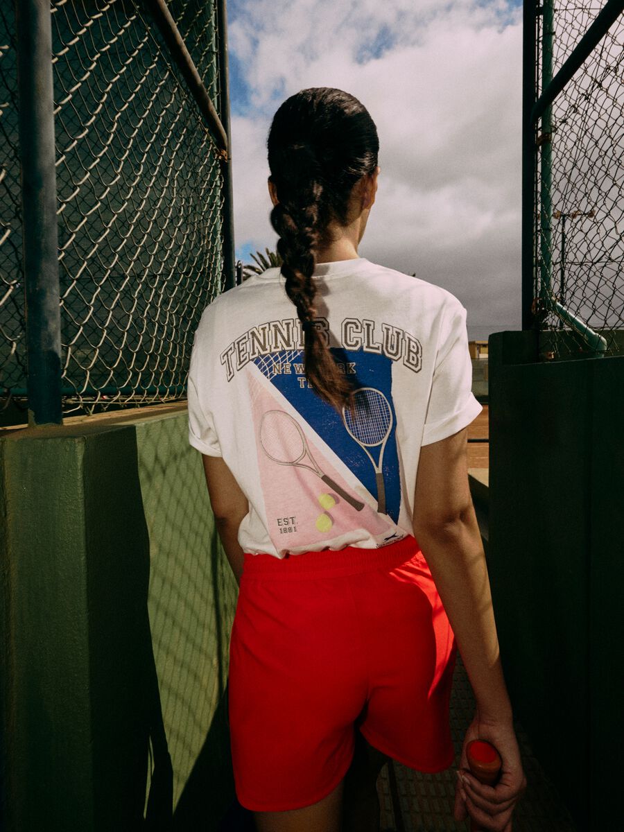 SLAZENGER cotton T-shirt with tennis motif print_6