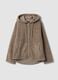 Light brown sherpa hoodie sweatshirt with crew neck_0