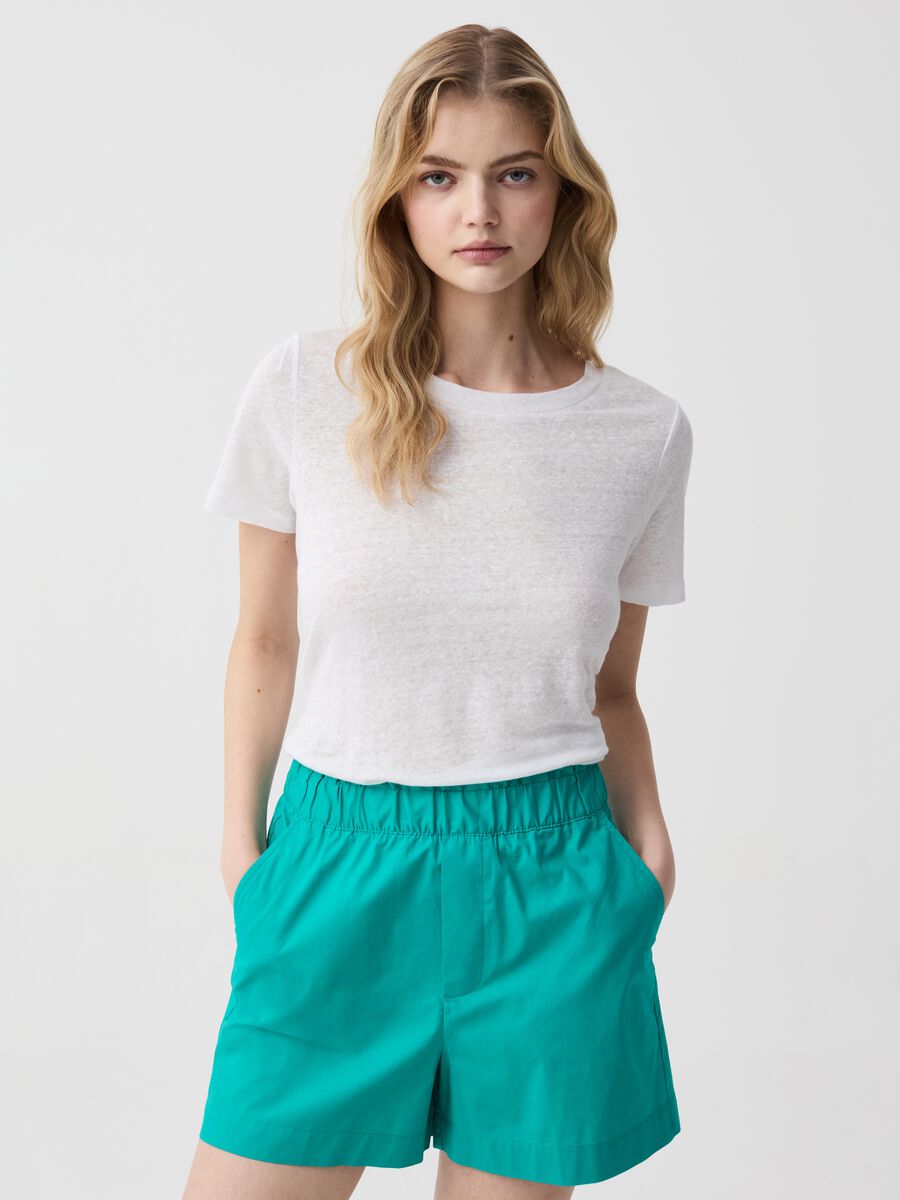 Shorts pull on in cotone stretch_0