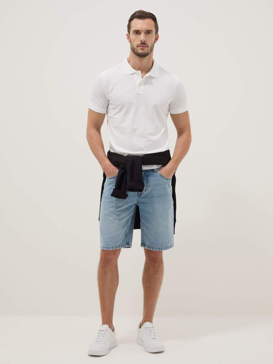 Bermuda denim azzurri in puro cotone regular fit_0