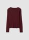 T-shirt rossa in puro cotone a maniche lunghe girocollo regular fit_4