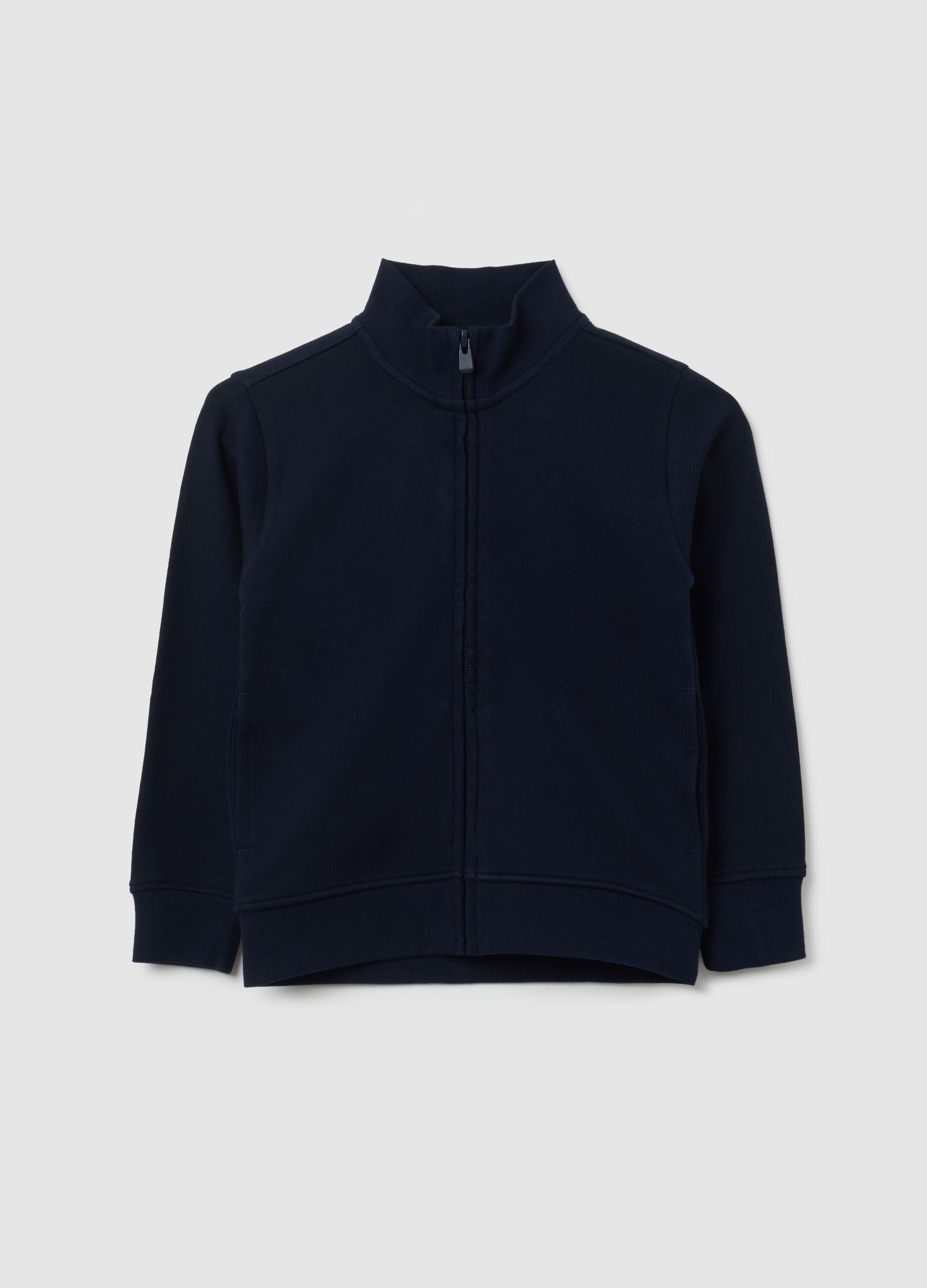 Felpa da bambino in puro cotone blu regular fit