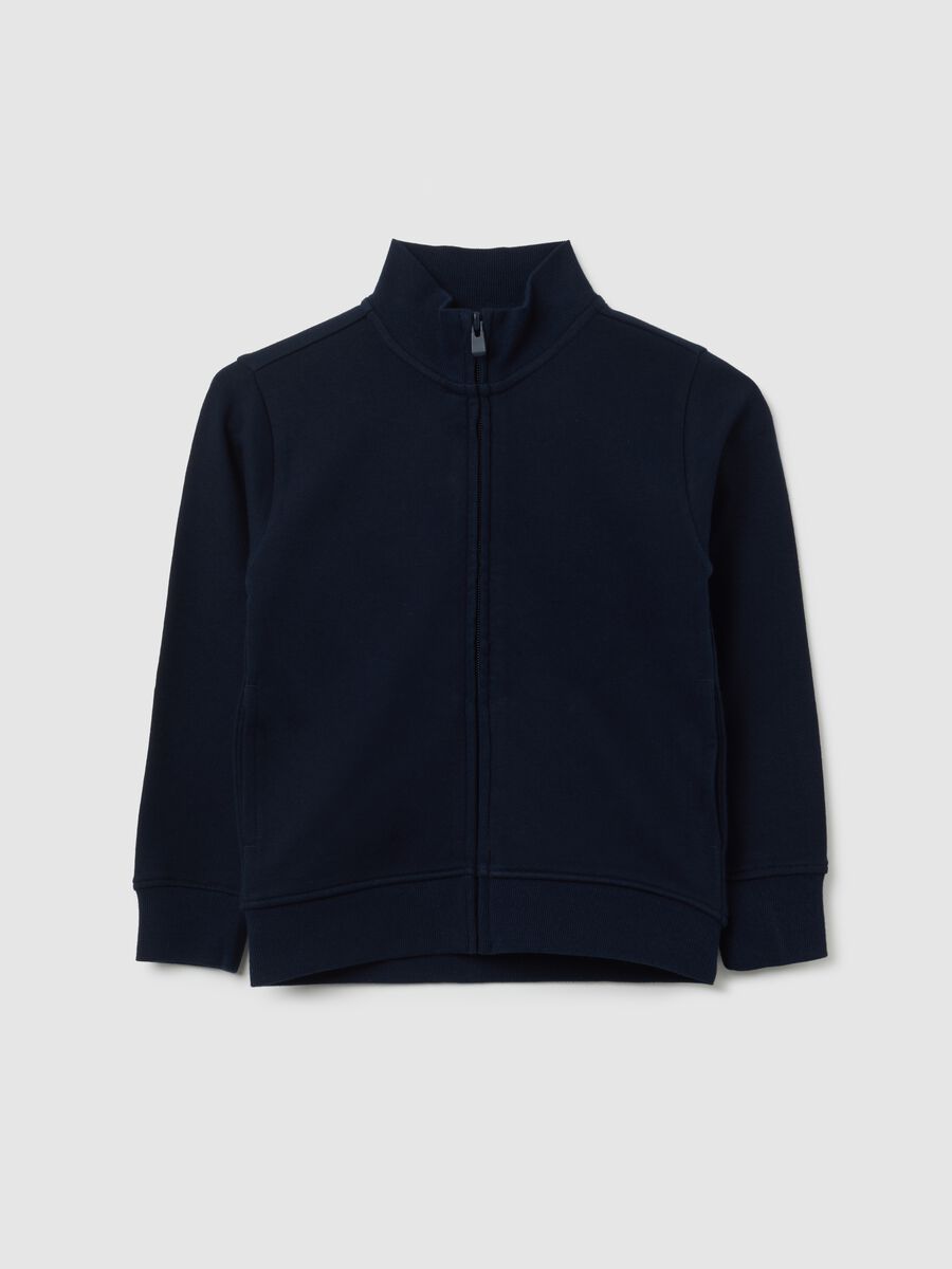 Felpa da bambino in puro cotone blu regular fit_0
