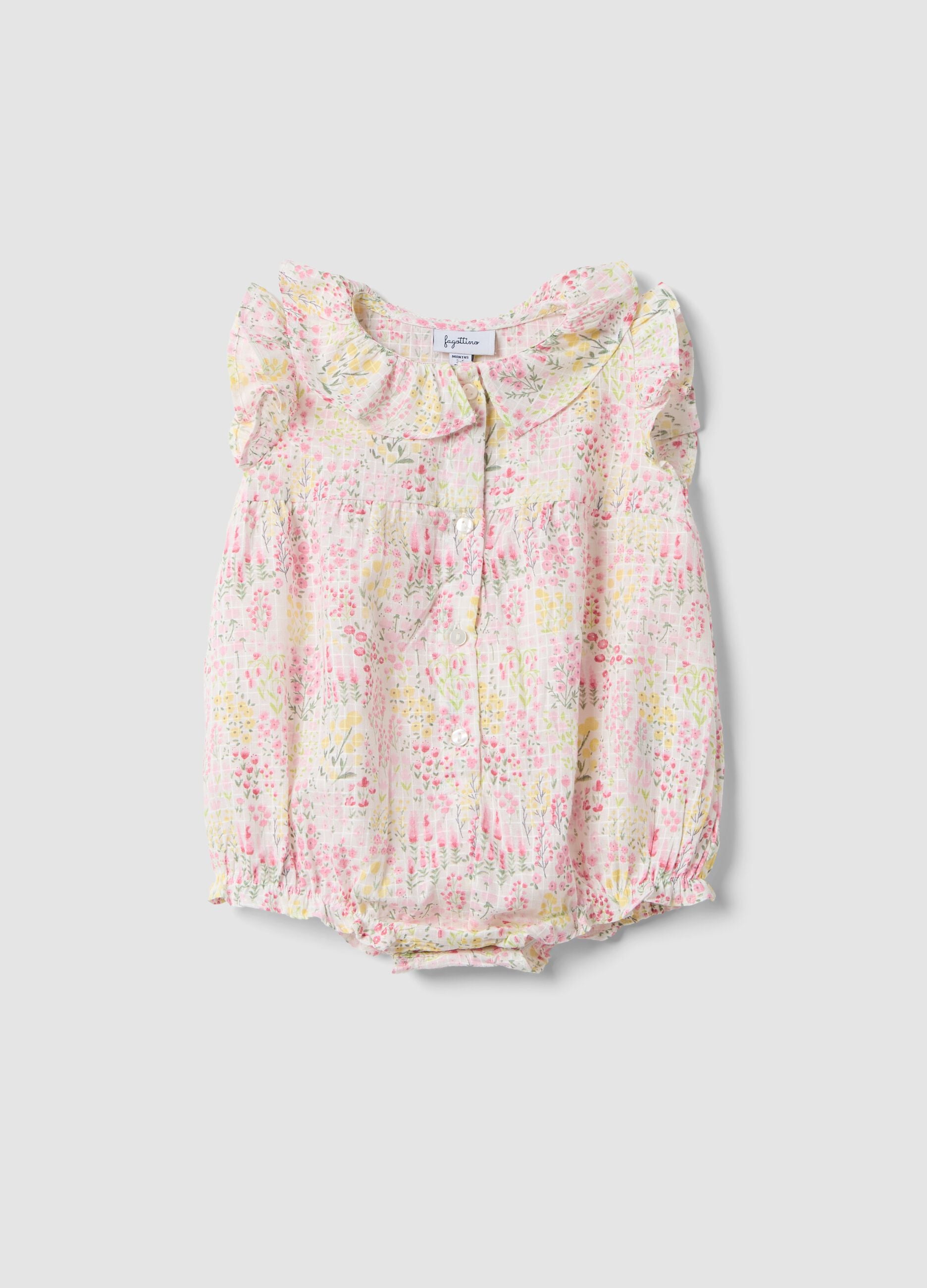 Multicolour pure cotton baby girls&rsquo; romper with floral print