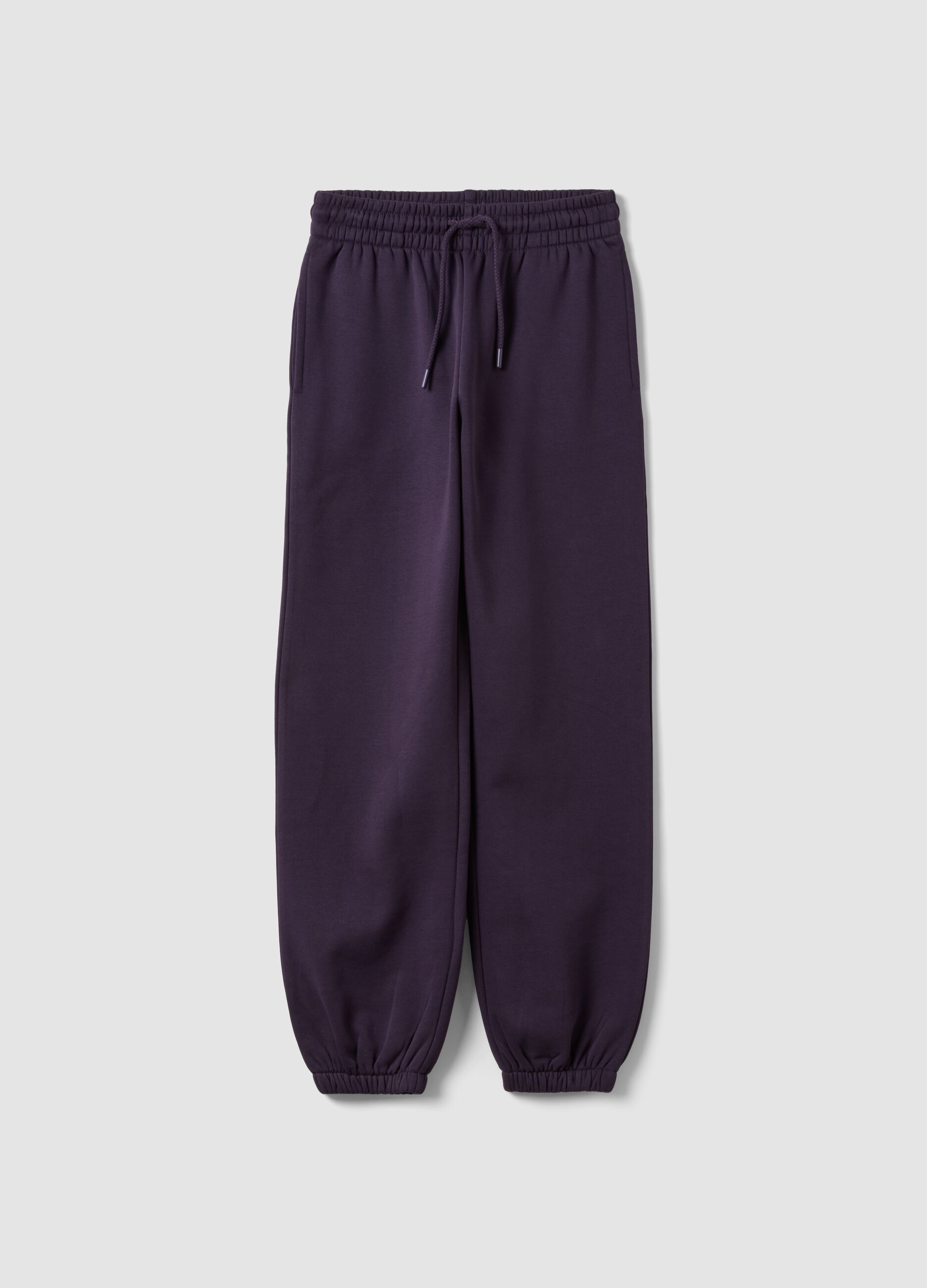 Purple cotton-blend jogger trousers with elasticated waist, regular fit