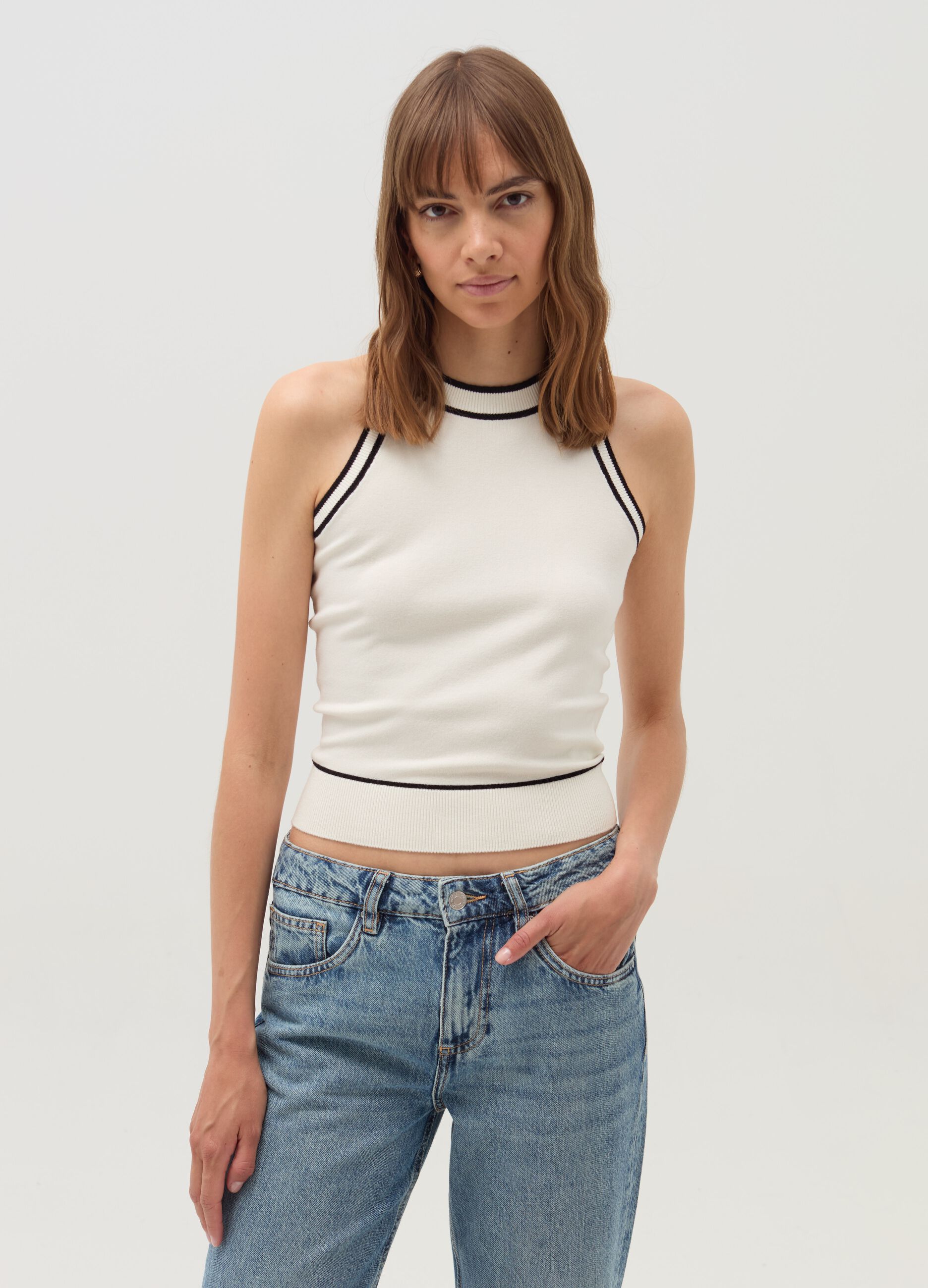 OVS Tank top con bordi a contrasto