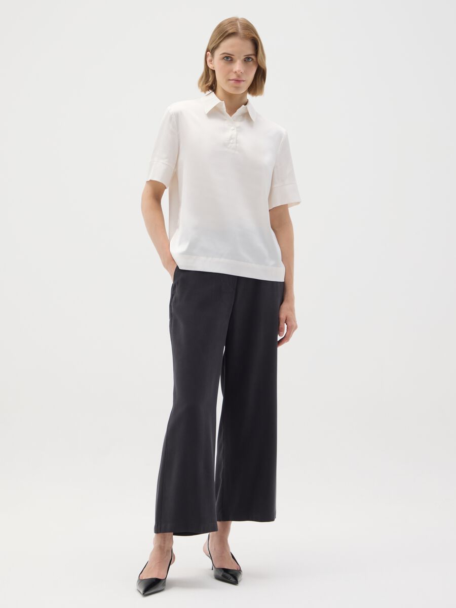 Camicia in tessuto elasticizzato bianca regular fit_1