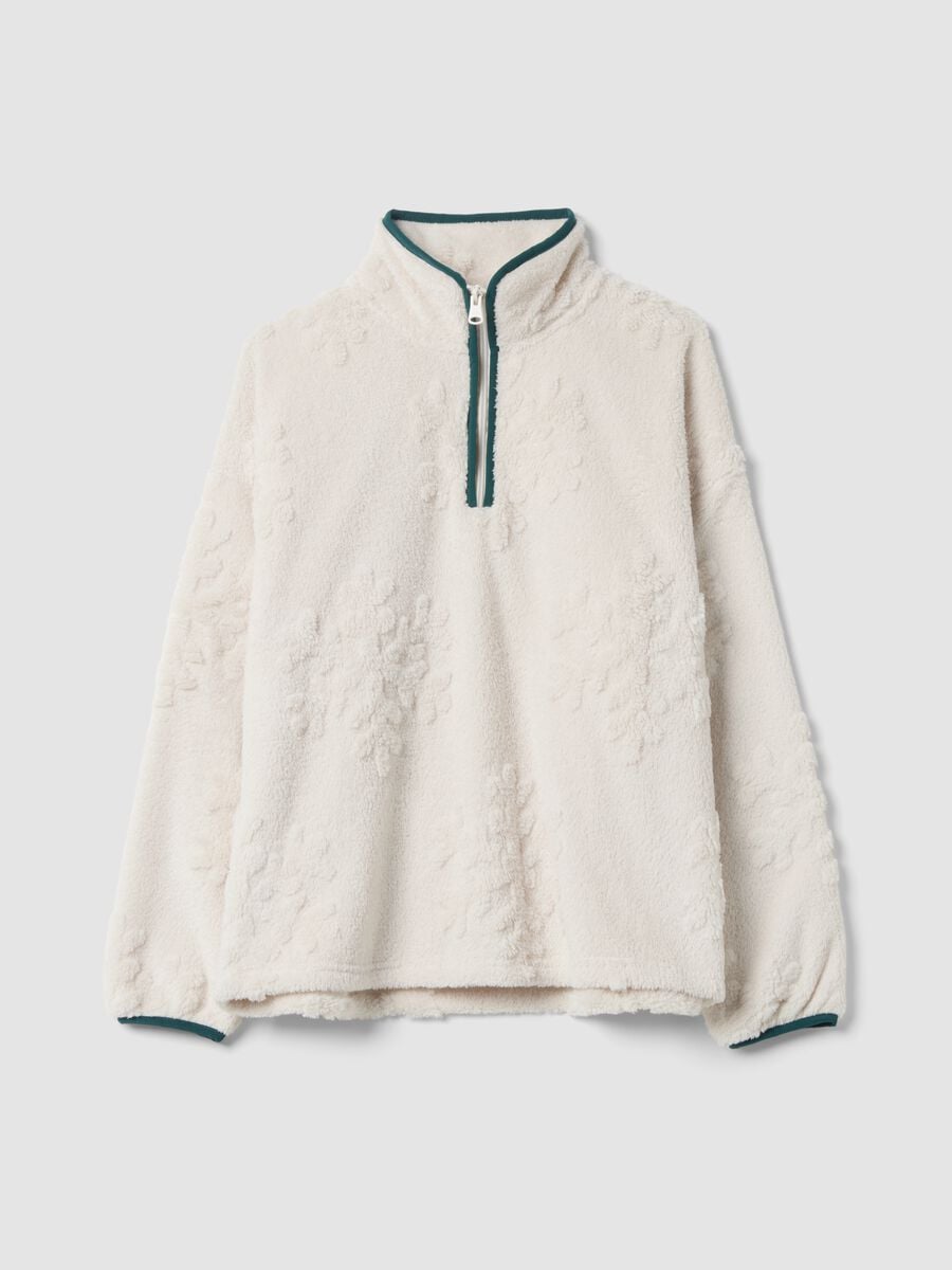 Maglia pigiama bianca con half zip a maniche lunghe_0