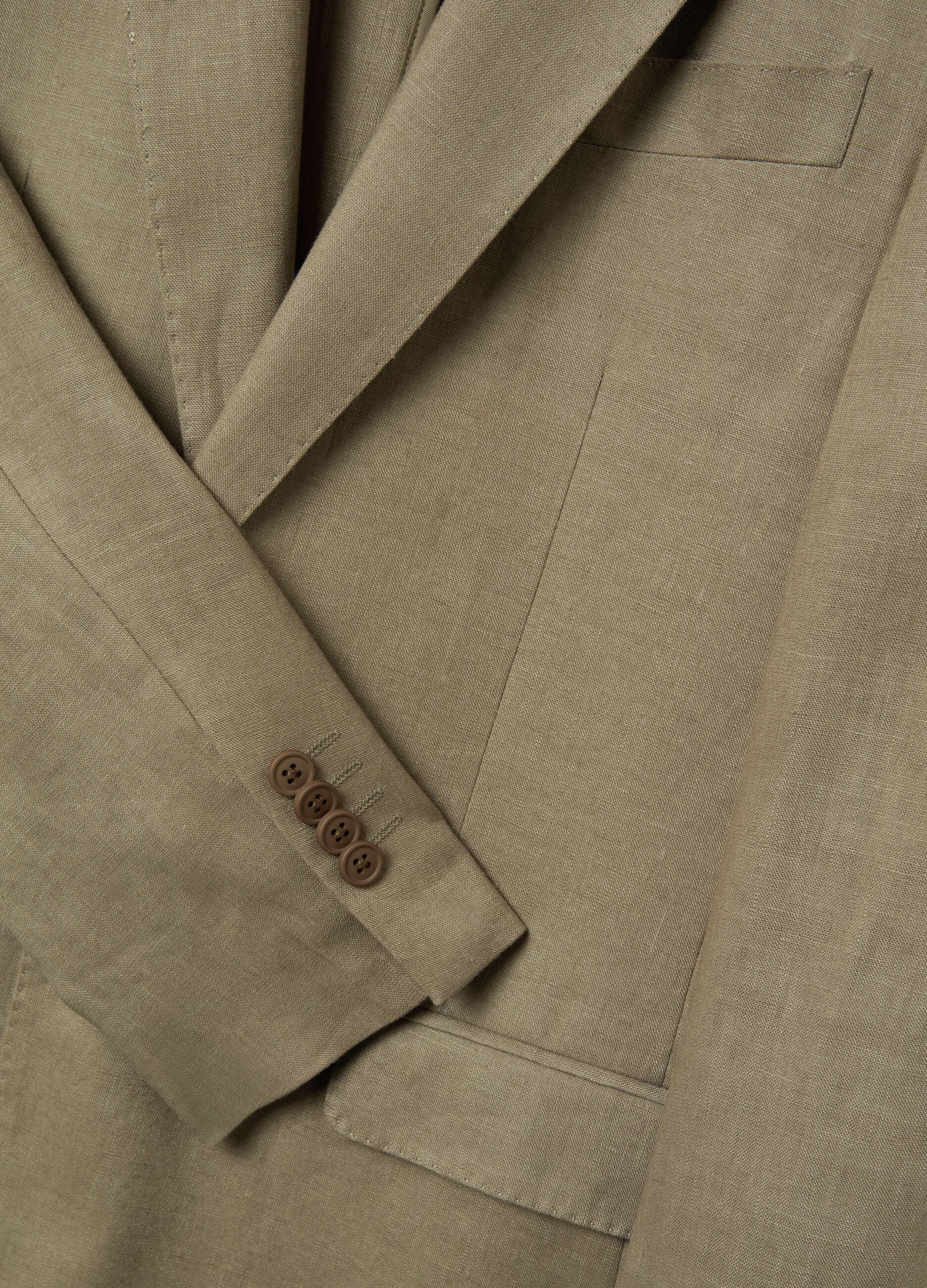 Contemporary regular-fit single-breasted blazer in linen