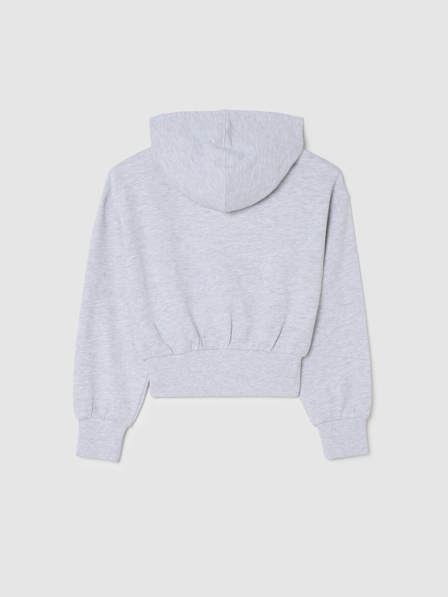 Felpa da ragazza in puro cotone grigia regular fit con cappuccio_1