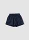 Blue pure cotton shorts with elasticated waistband_0