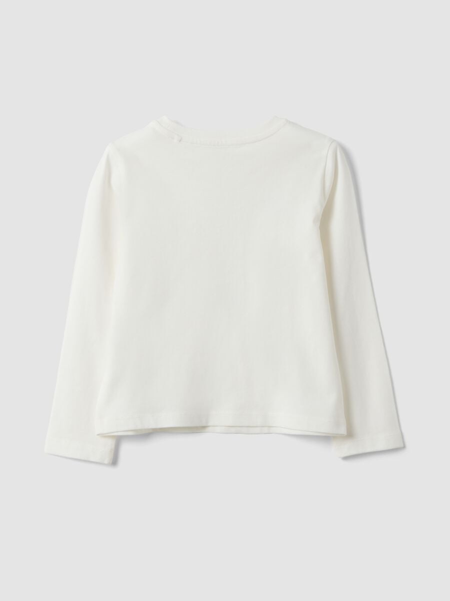 T-shirt bianca in puro cotone organico con stampa farfalle per bambina_1