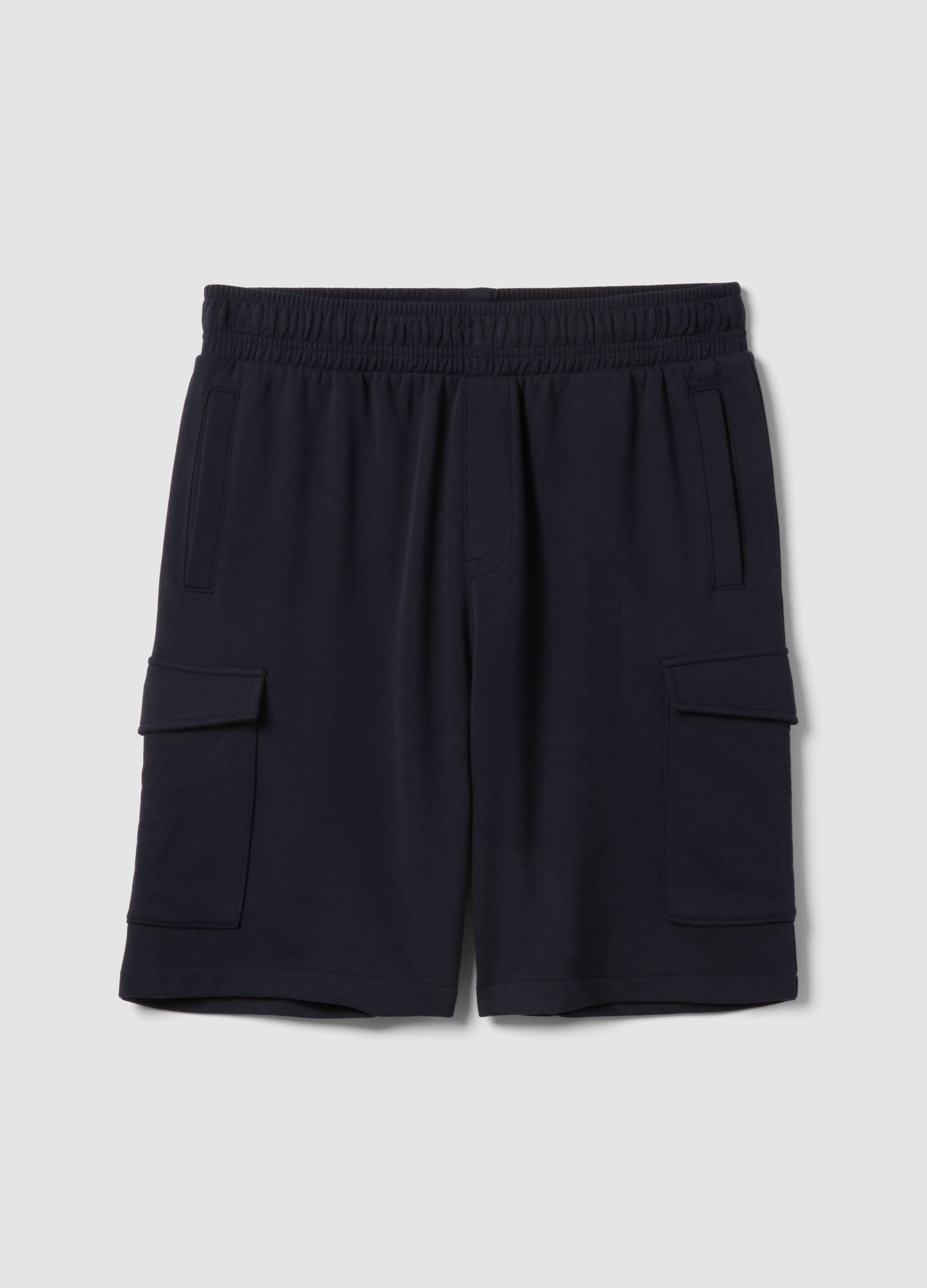 Black cotton-blend cargo Bermuda shorts