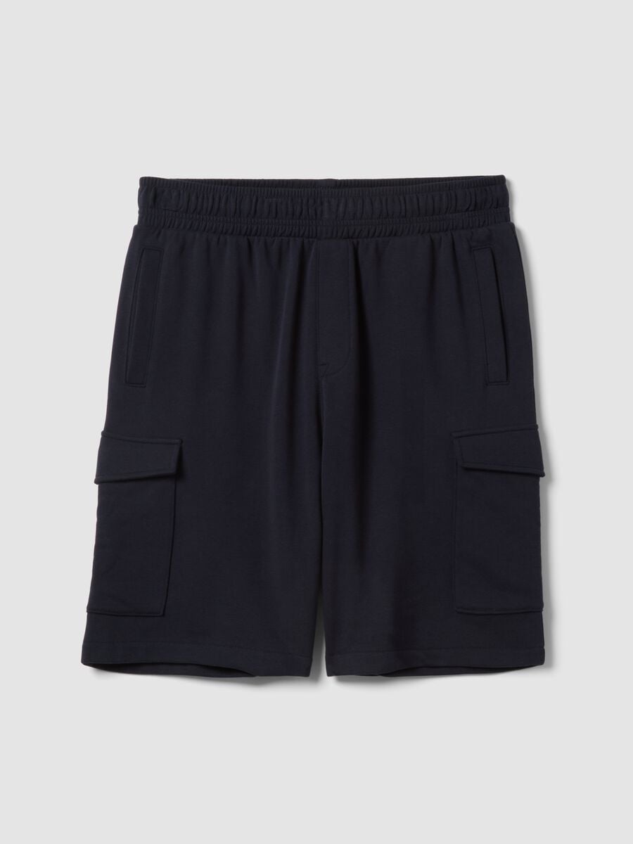 Blue cotton-blend Bermuda shorts_4