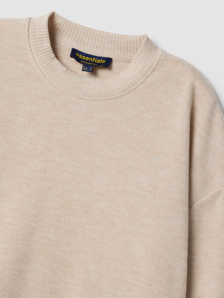 Beige viscose-blend crew-neck jumper, regular fit_1