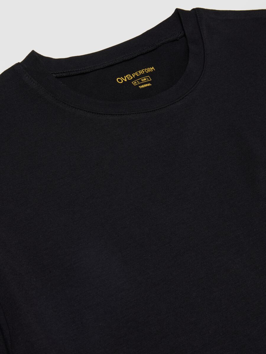 Black crew neck t-shirt in cotton blend regular fit_5