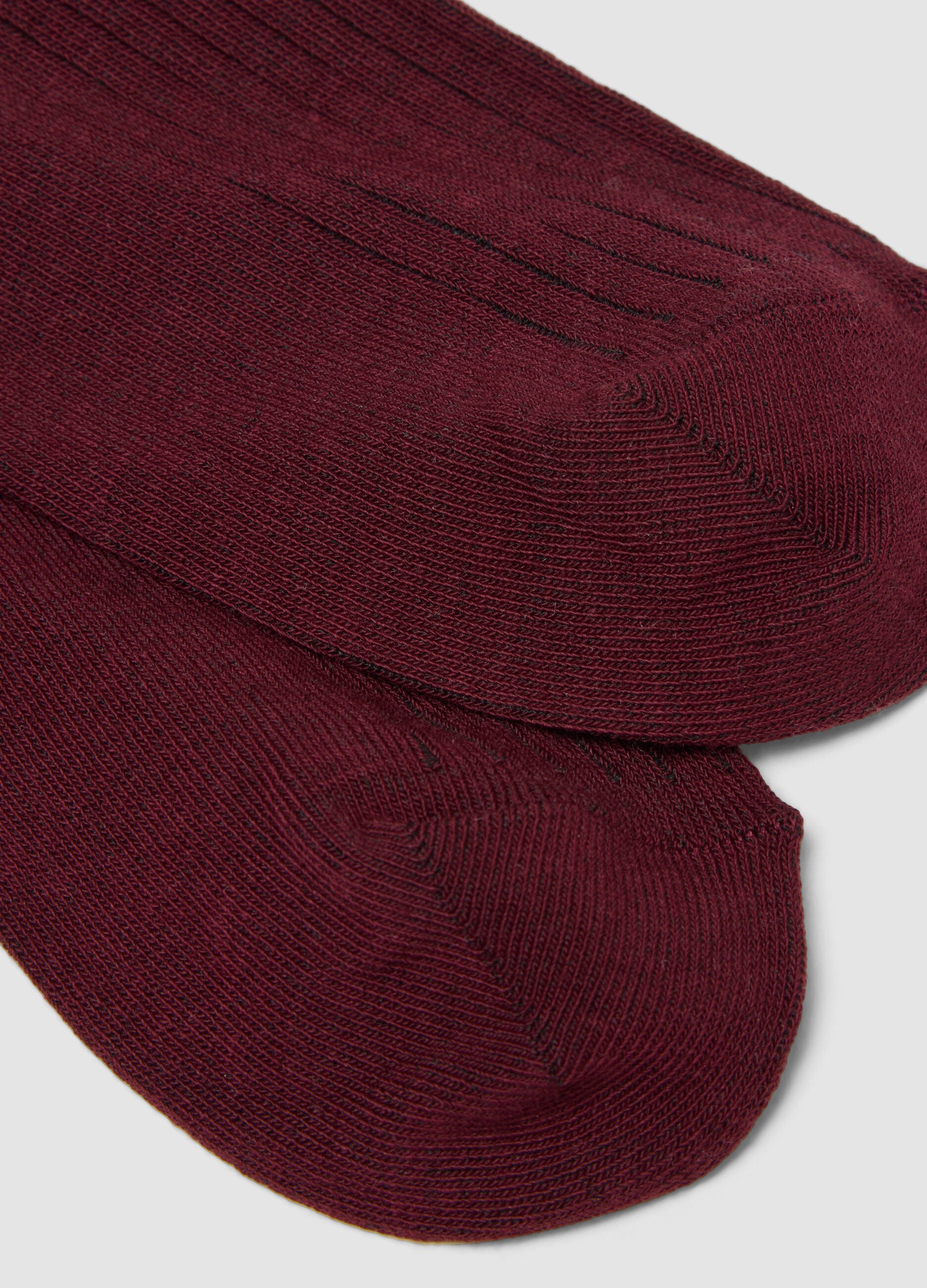 Red ribbed stretch-cotton socks