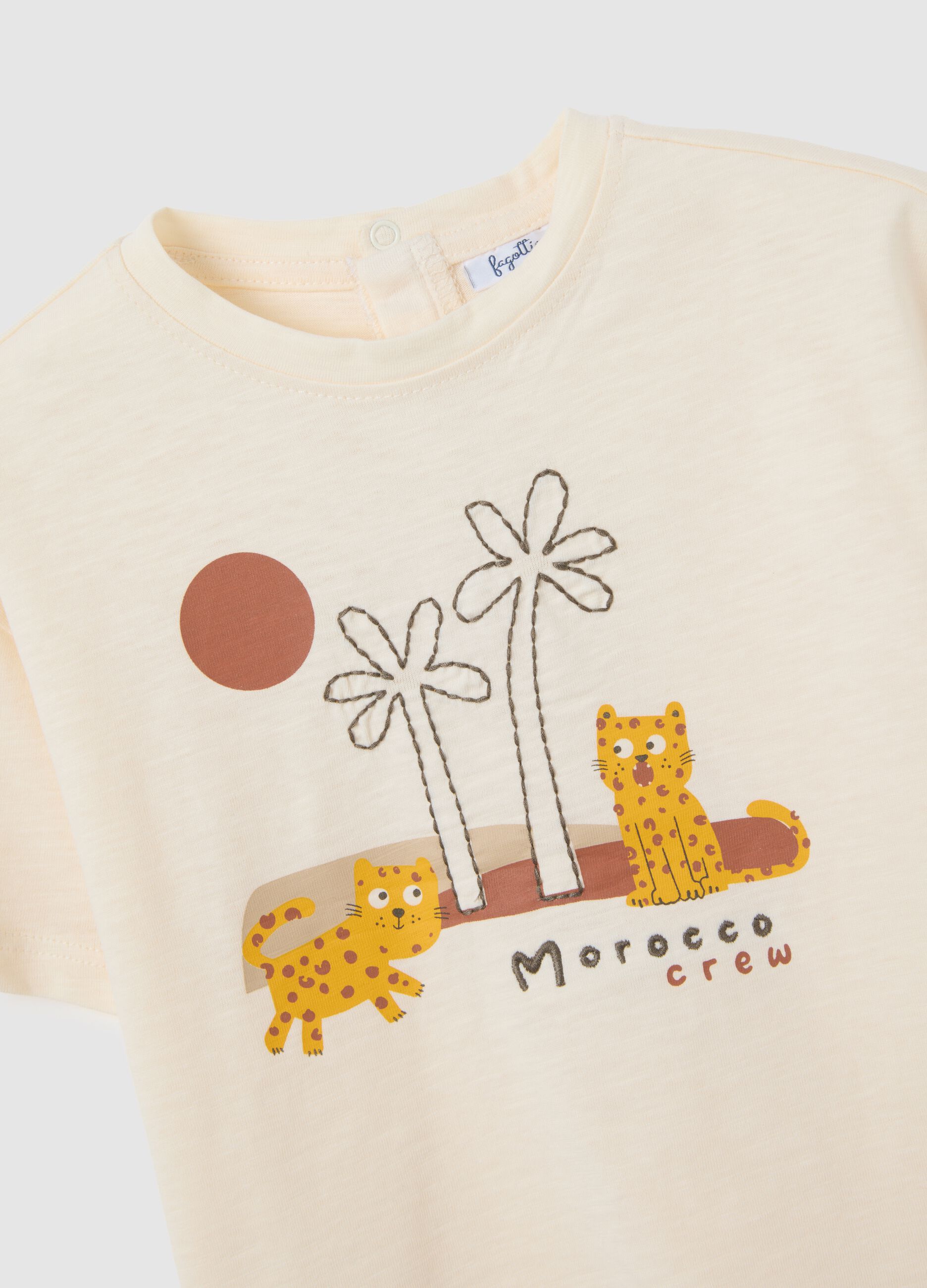 Infant T-shirt in pure beige cotton regular fit