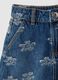 Blue denim pure cotton skirt with floral prints for girls, regular fit_2