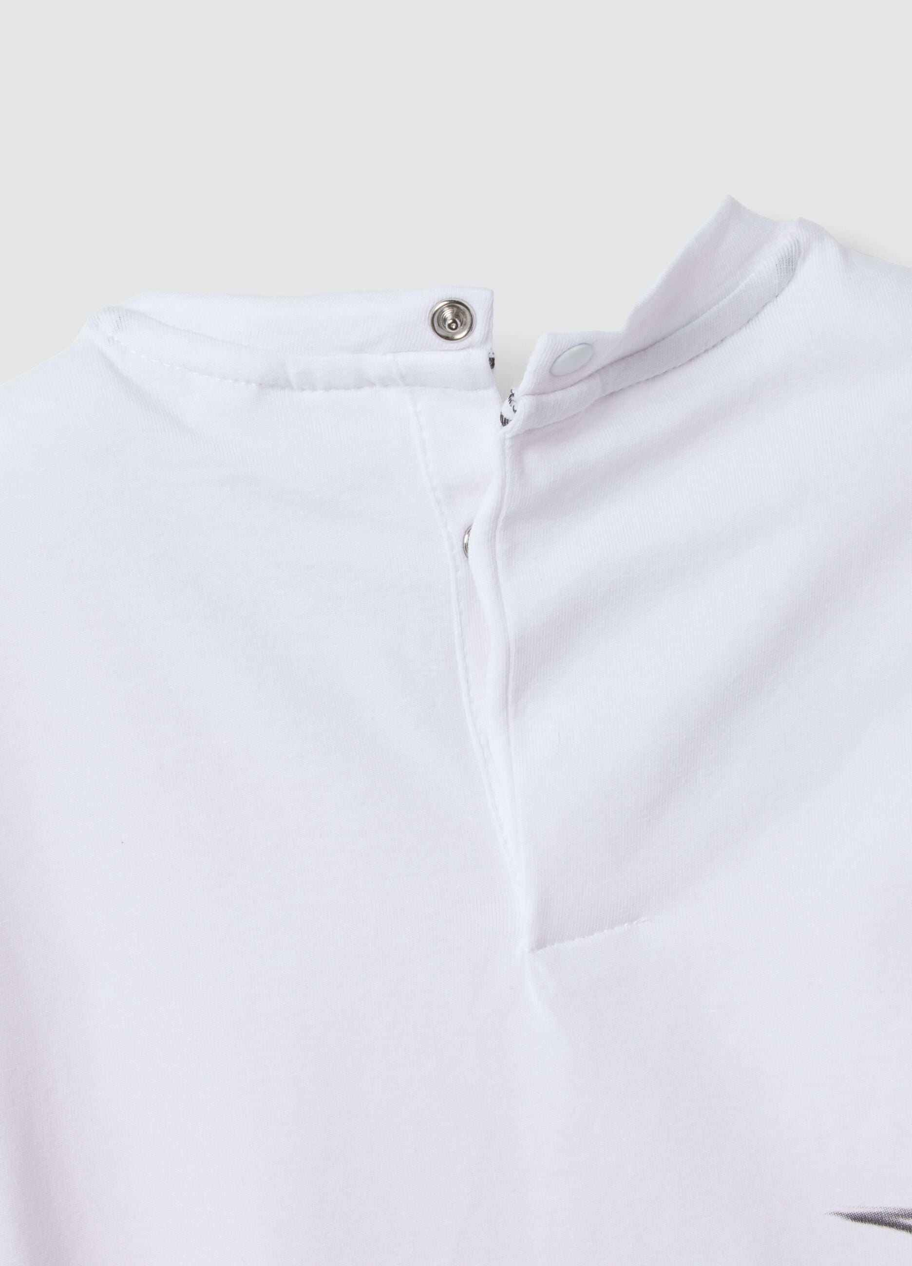 White stretch cotton T-shirt with Ducati print for boys, regular fit