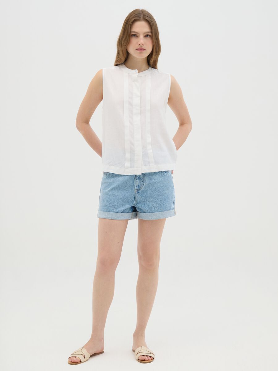 Women's blue pure cotton shorts regular fit_0