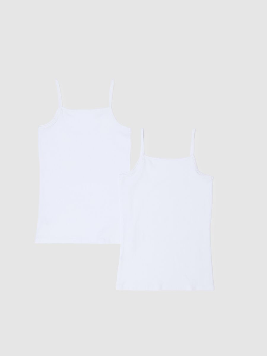 Bipack canottiere in cotone elasticizzato bianco da ragazza regular fit_1