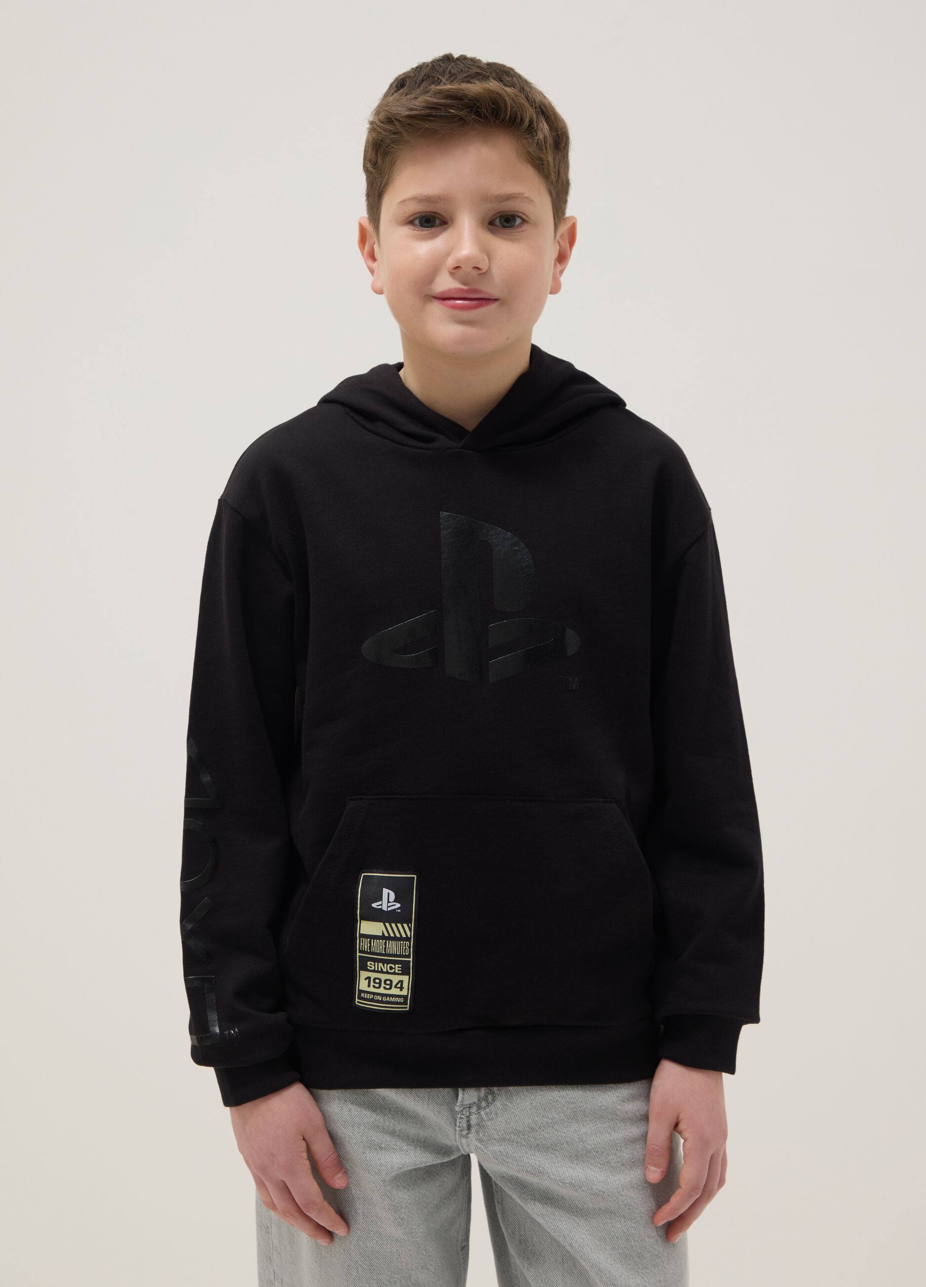 Black pure cotton hoodie for boys