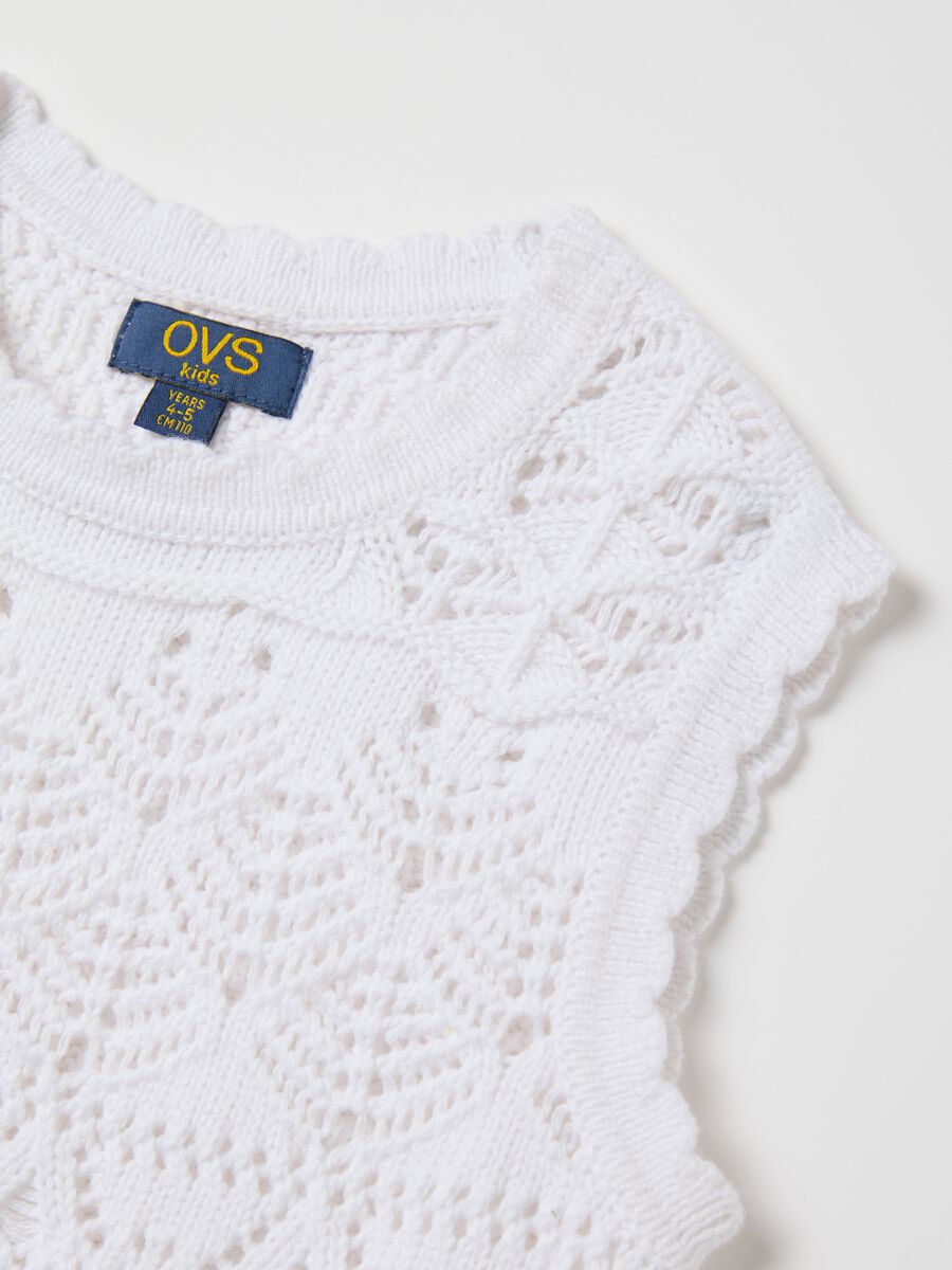 White gilet with openwork knit_2