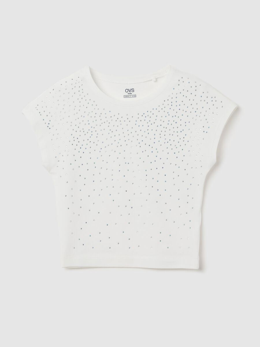 White OVS Kids T-shirt with rhinestones_3