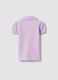 Girls' regular fit violet pure cotton polo with gathered sleeves_1