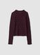 Purple perforated stretch top with stand-up collar_0