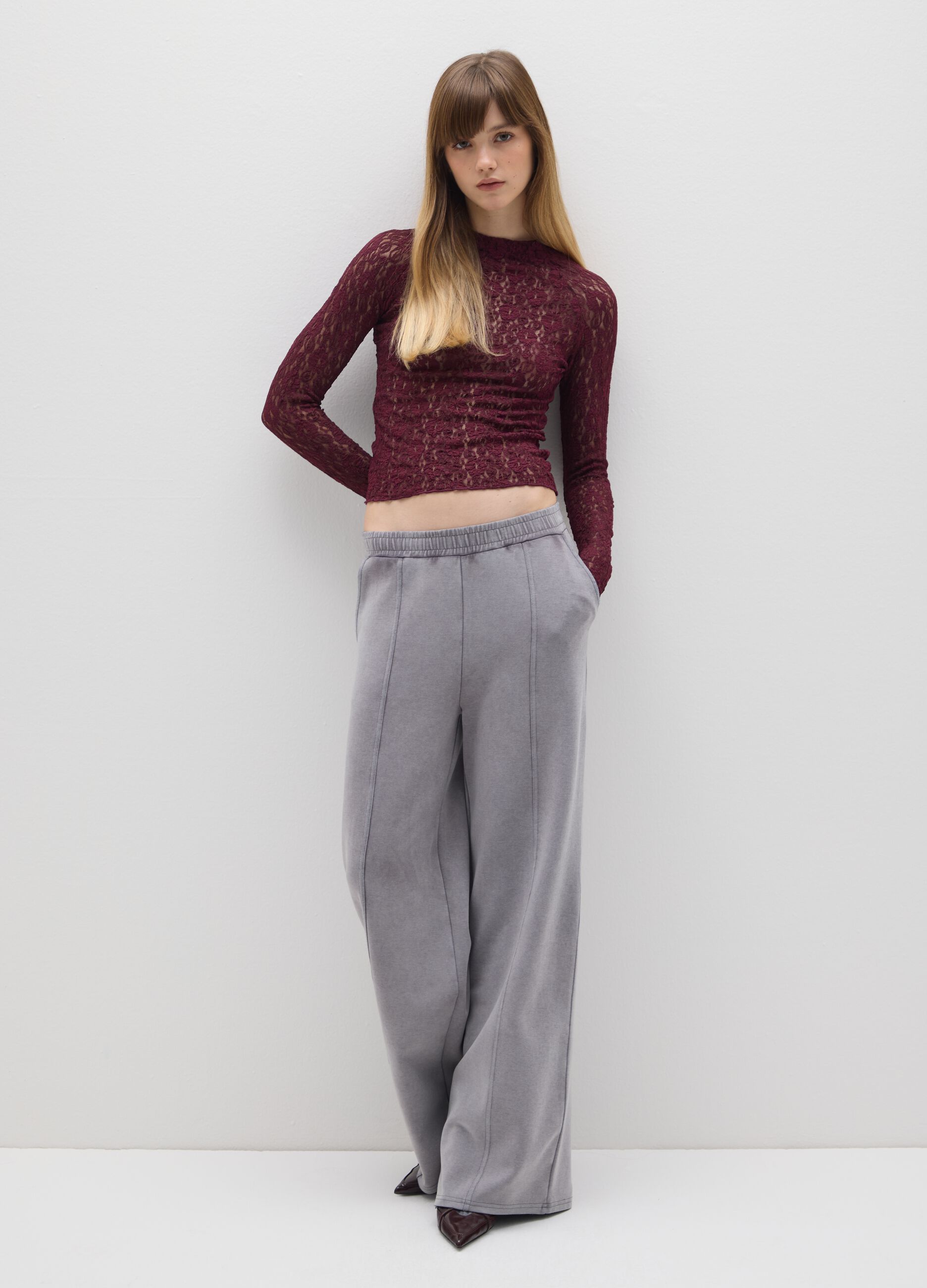 Long Sleeve Purple Lace Top