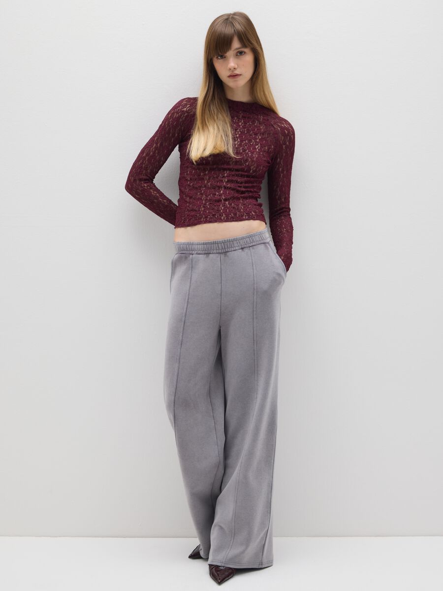 T-shirt rossa slim fit in pizzo_1