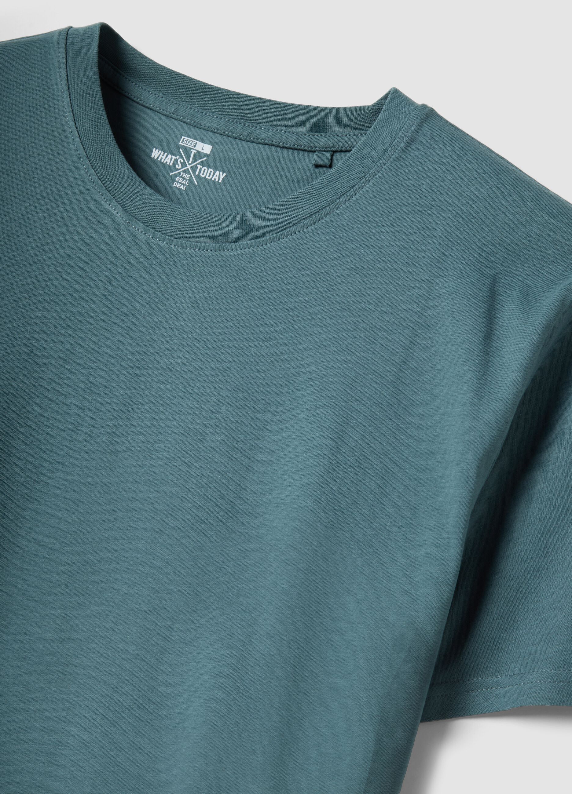 T-shirt verde a maniche corte in puro cotone