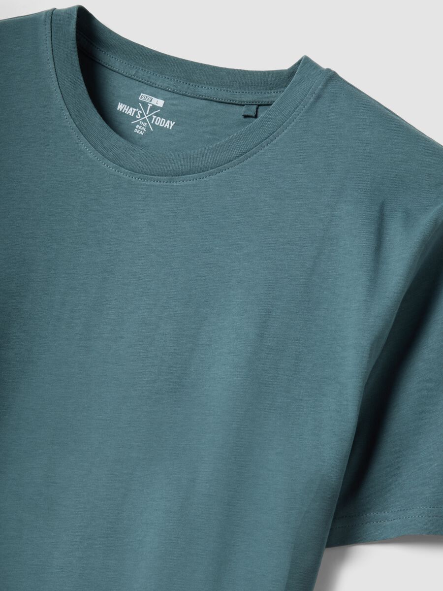 T-shirt verde a maniche corte in puro cotone_1