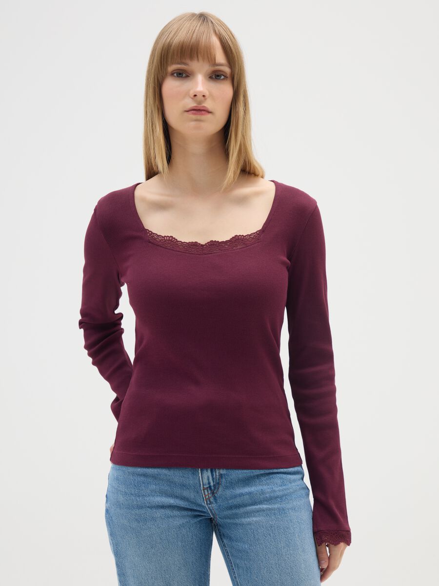 Maglia viola a maniche lunghe in misto cotone_0