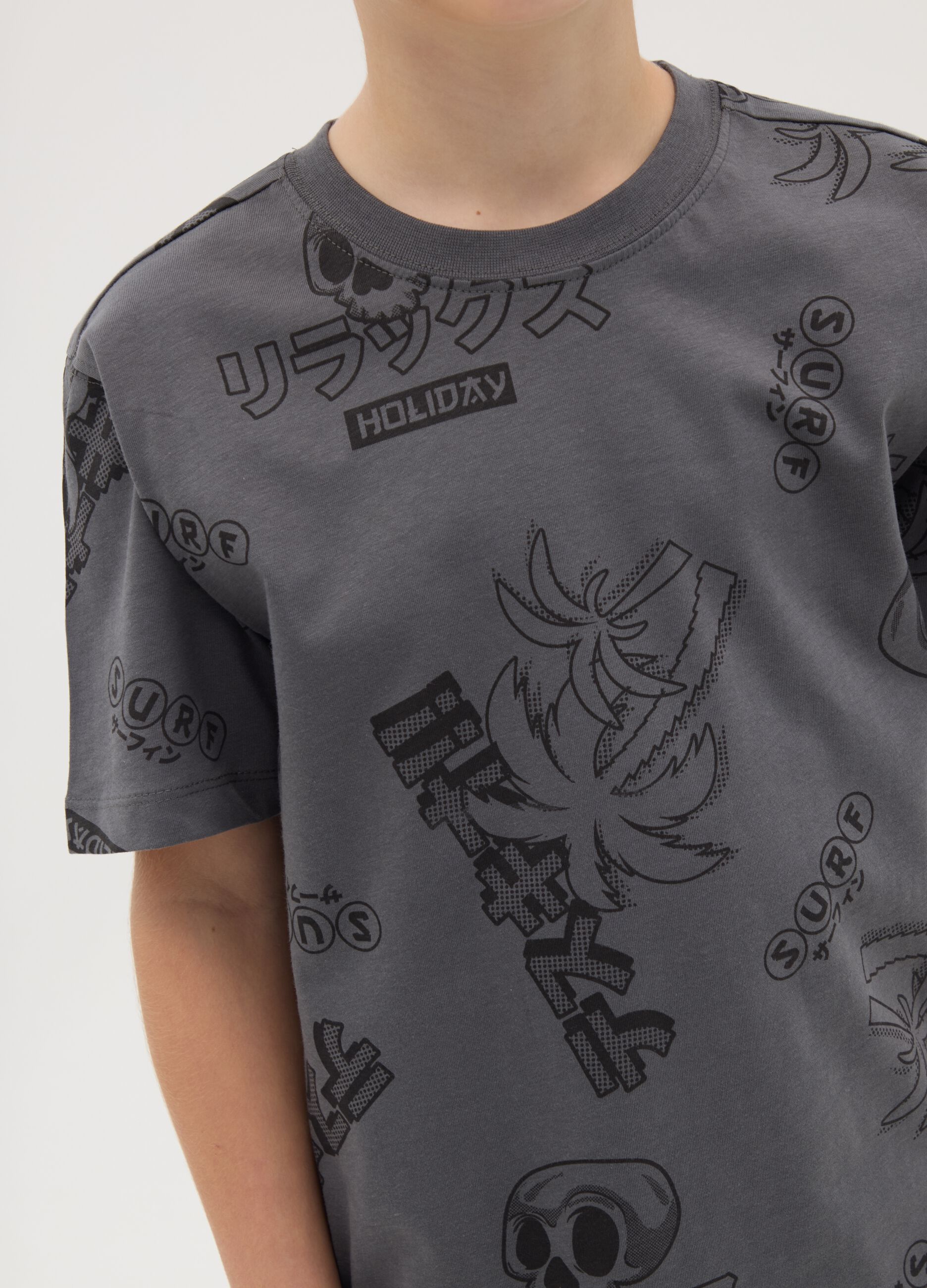 Boys' multicolour pure cotton regular fit t-shirt with print