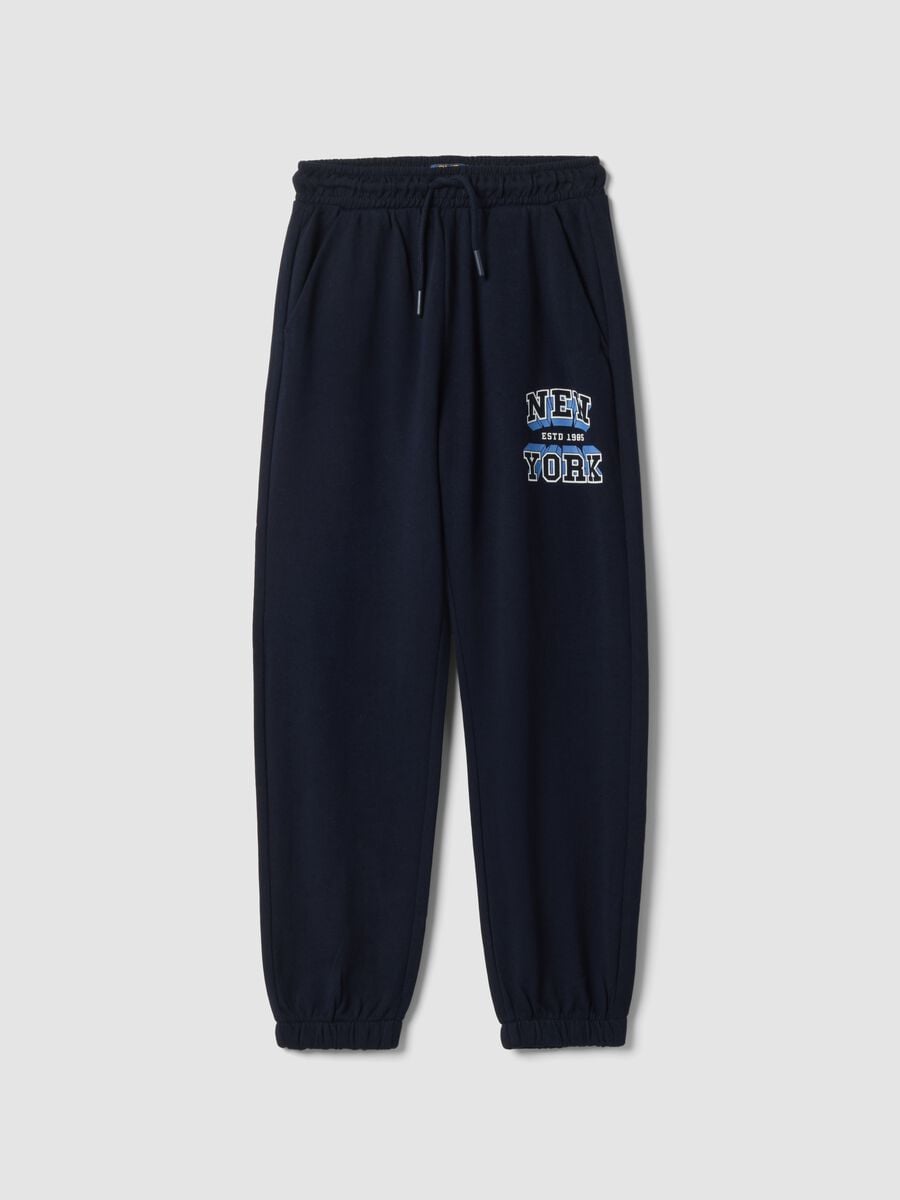 Pantaloni jogger blu in misto cotone e viscosa_0