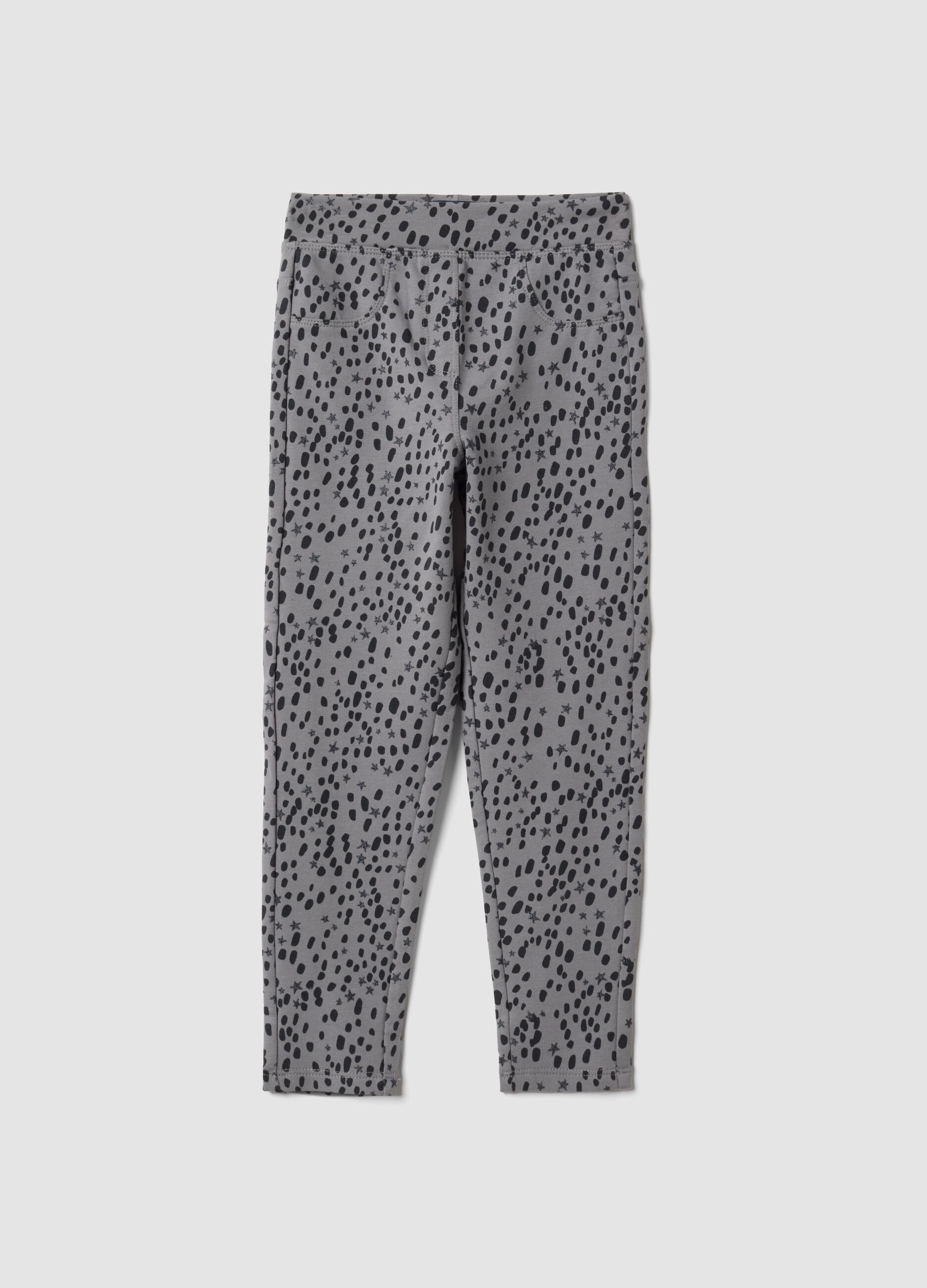 Treggings skinny grigi in cotone organico elasticizzato per bambina